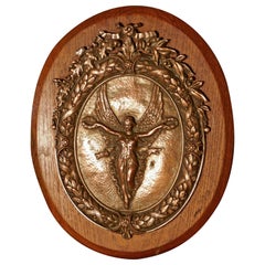 Arts and Crafts 19th Century Shield Trophy with NIKE the Goddess of Victory 