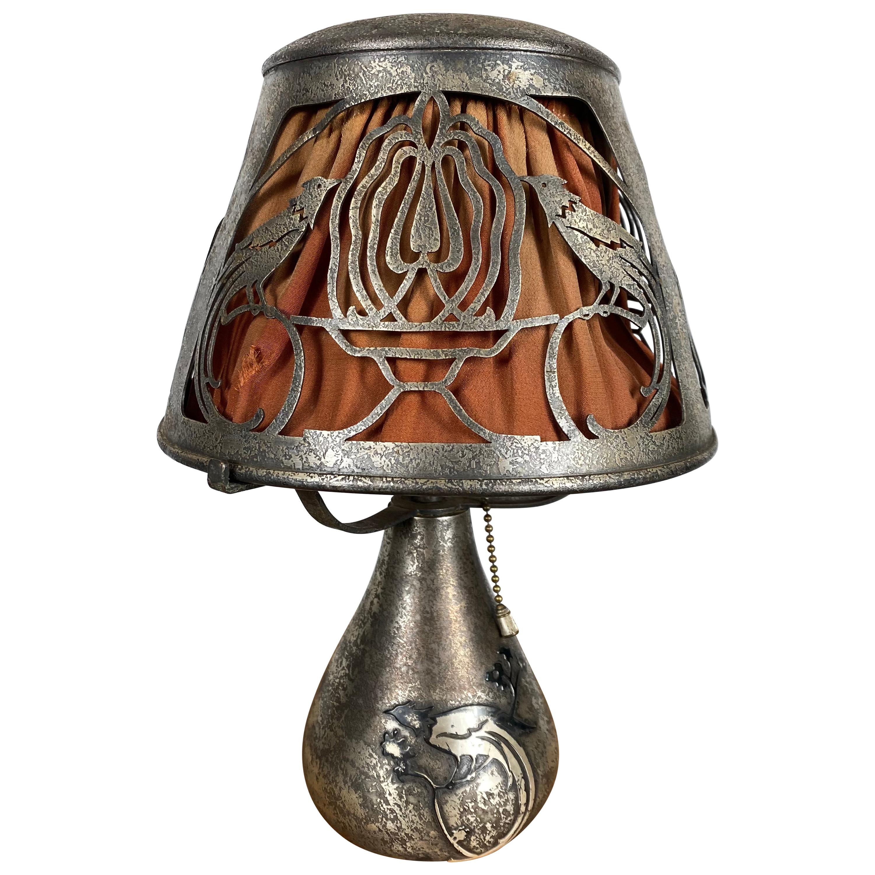 Arts & Crafts /American Mission Lamp, Heintz Art Metal, Silver over Bronze