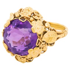 Arts & Crafts Amethyst and Gold Ring