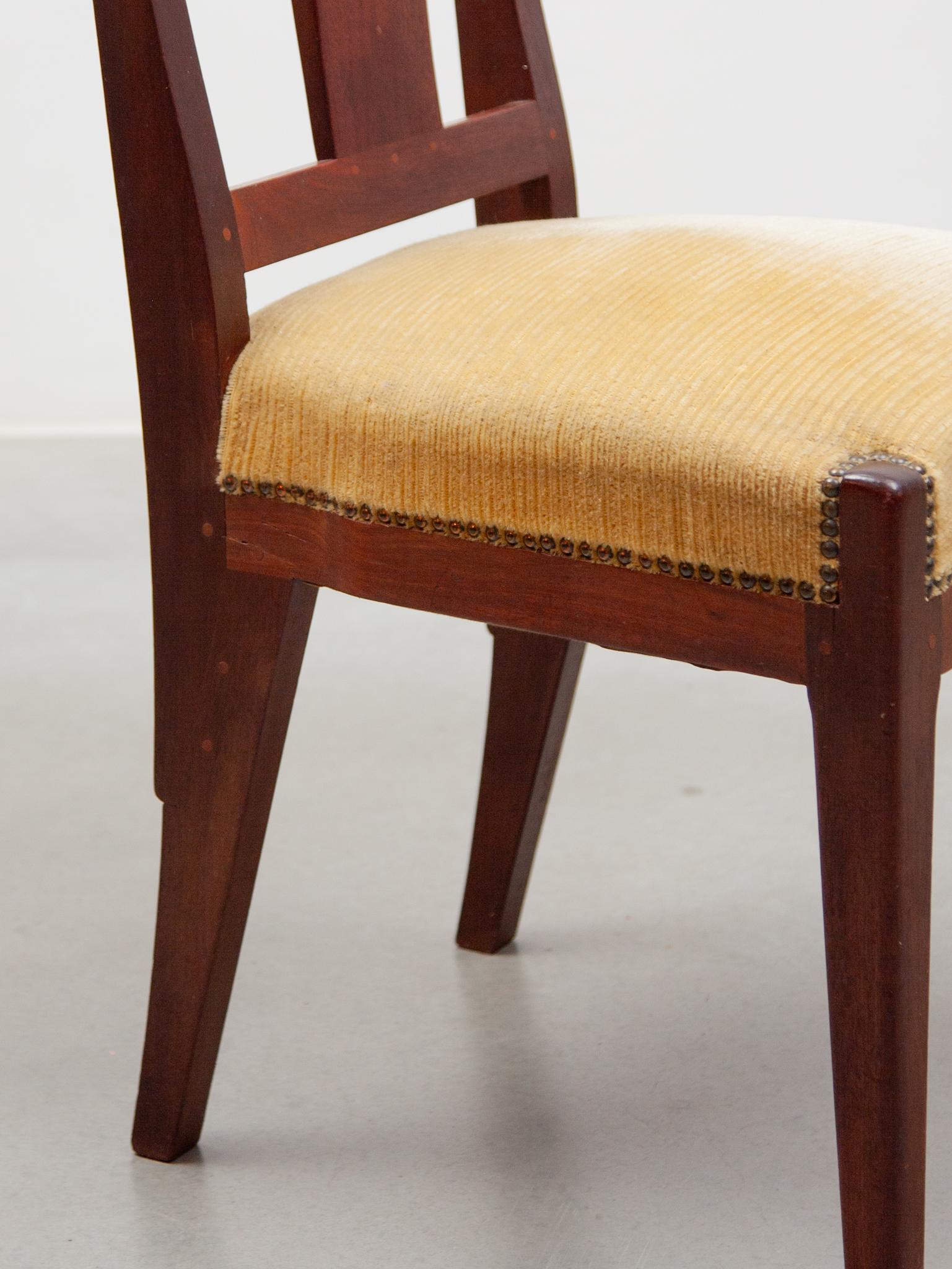 Arts and Crafts Amsterdamse School Set of Six Chairs by Jac. Van den Bosch, 1909 For Sale 2