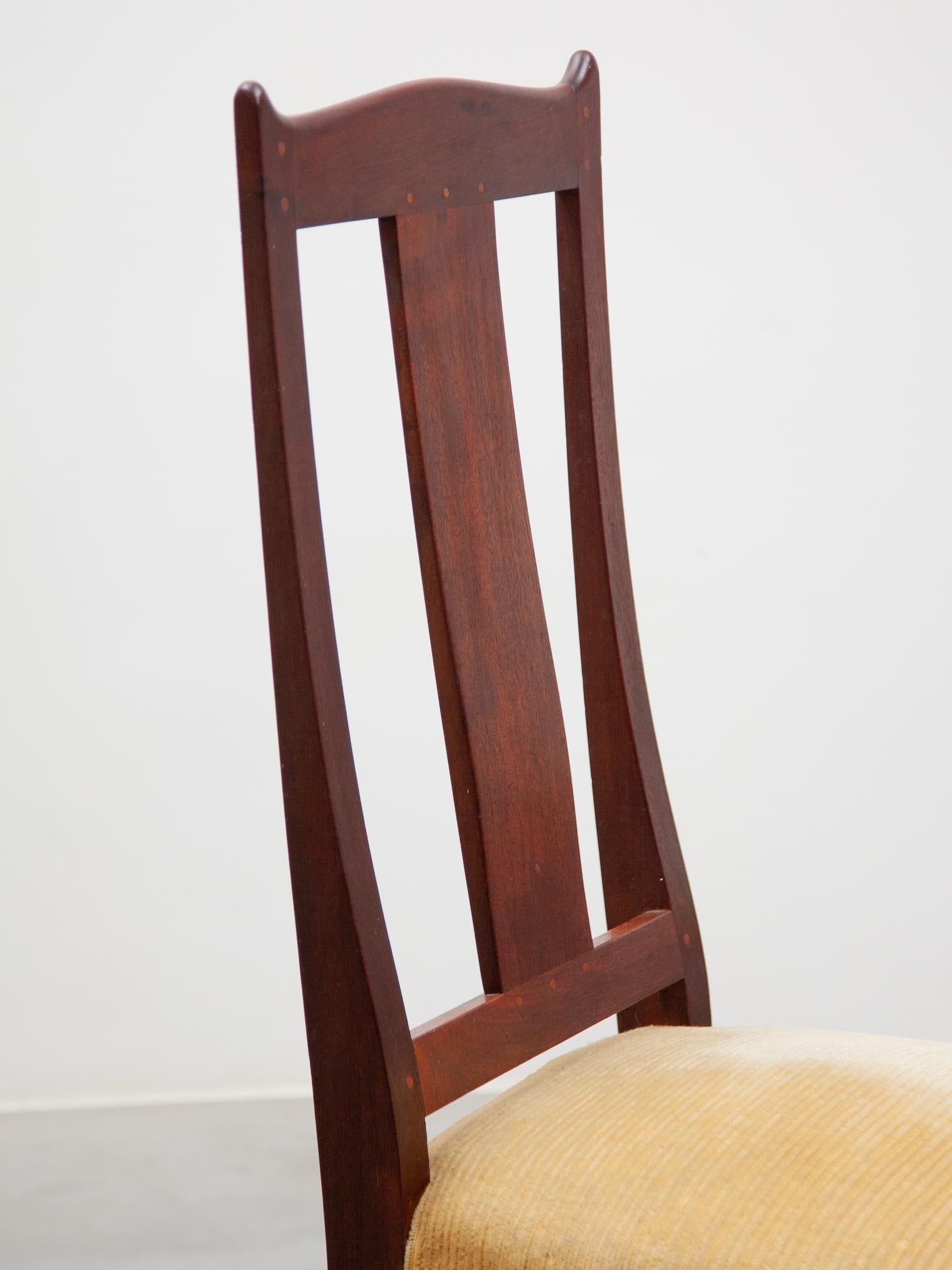 Arts and Crafts Amsterdamse School Set of Six Chairs by Jac. Van den Bosch, 1909 For Sale 4