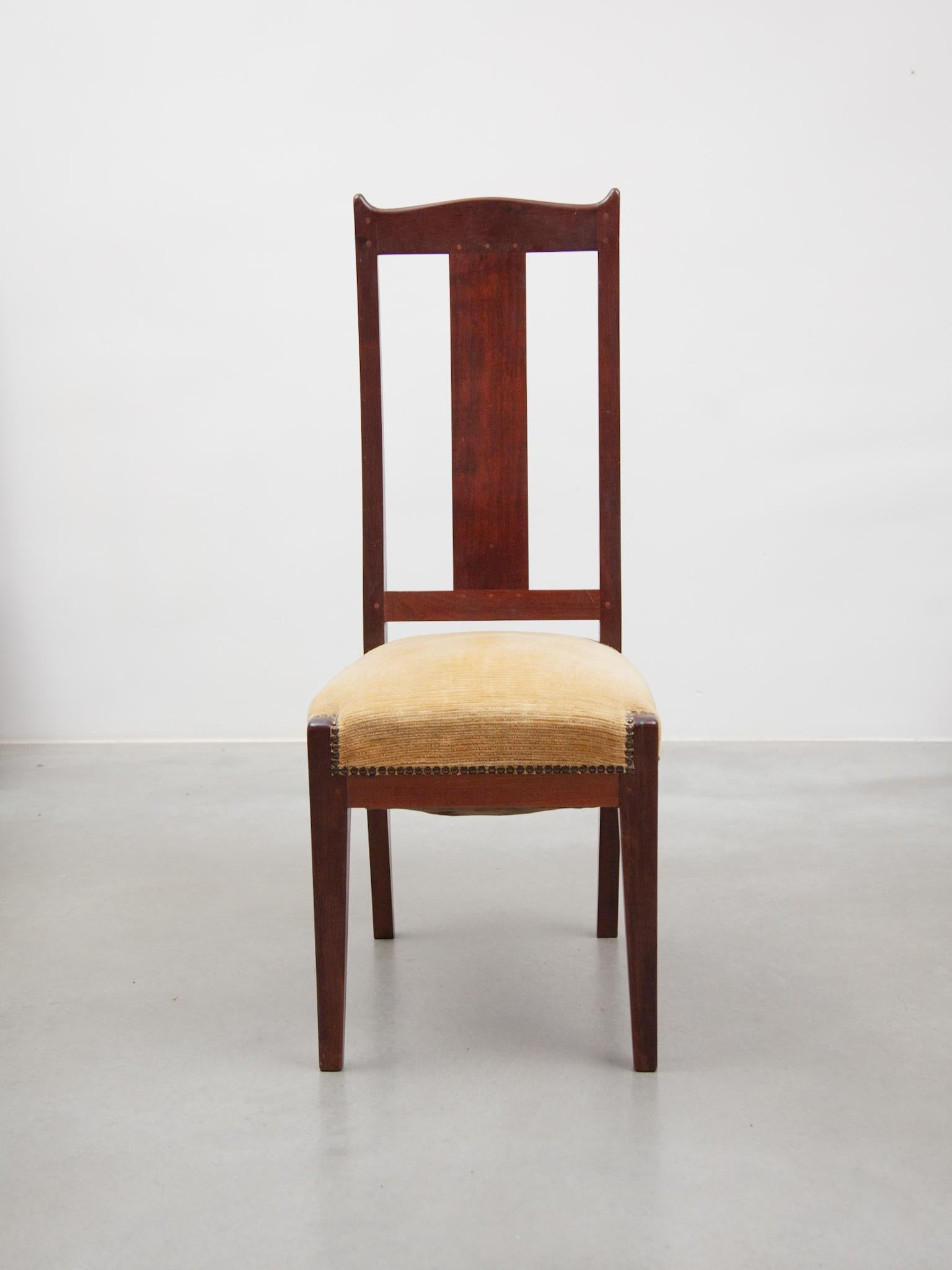 Hand-Crafted Arts and Crafts Amsterdamse School Set of Six Chairs by Jac. Van den Bosch, 1909 For Sale