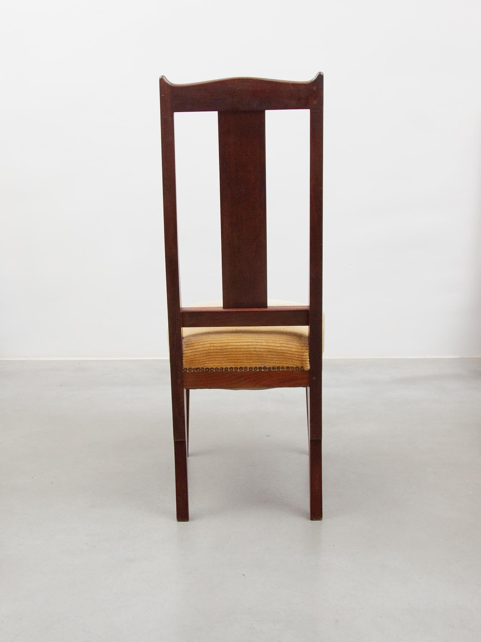 Arts and Crafts Amsterdamse School Set of Six Chairs by Jac. Van den Bosch, 1909 For Sale 1