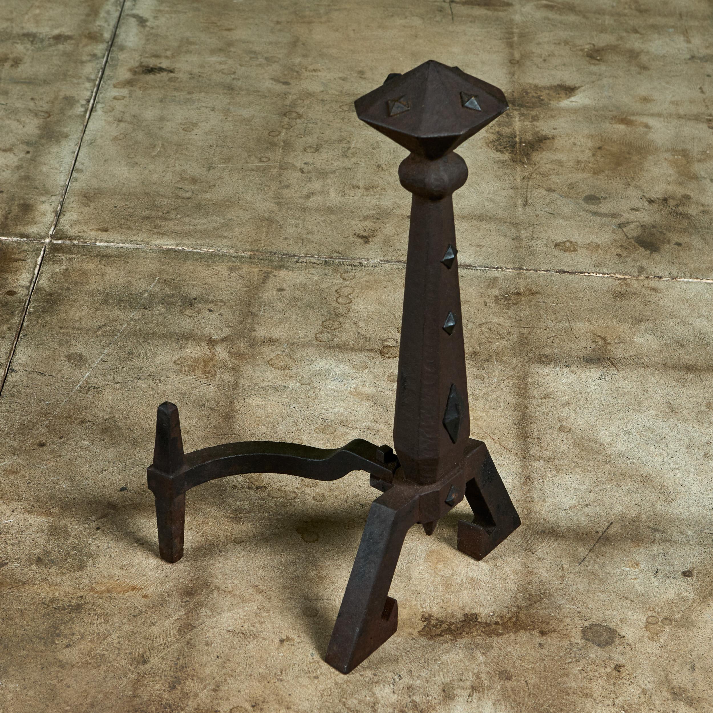 Arts and Crafts Andirons for Bradley and Hubbard For Sale 4