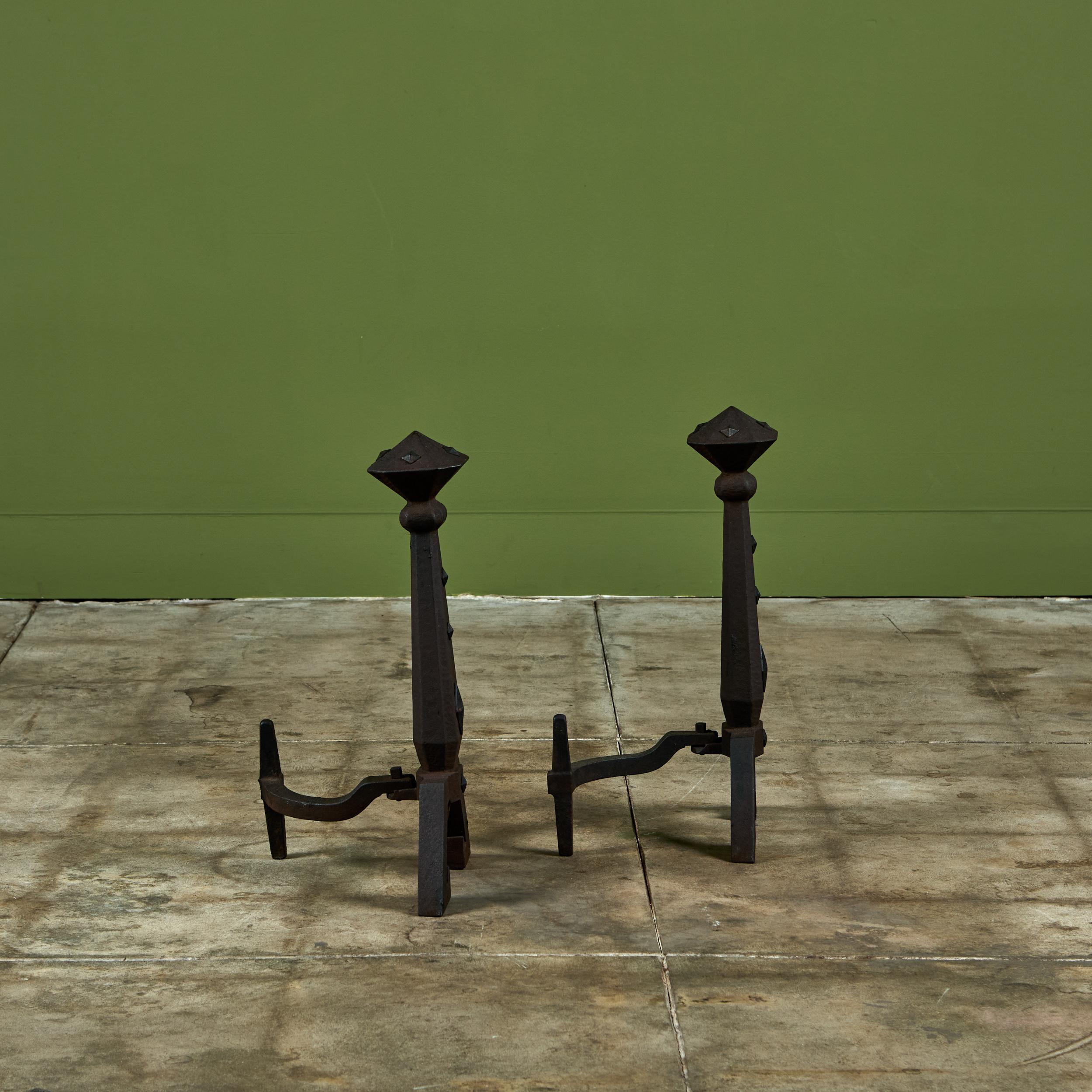 Arts and Crafts Andirons for Bradley and Hubbard In Good Condition For Sale In Los Angeles, CA