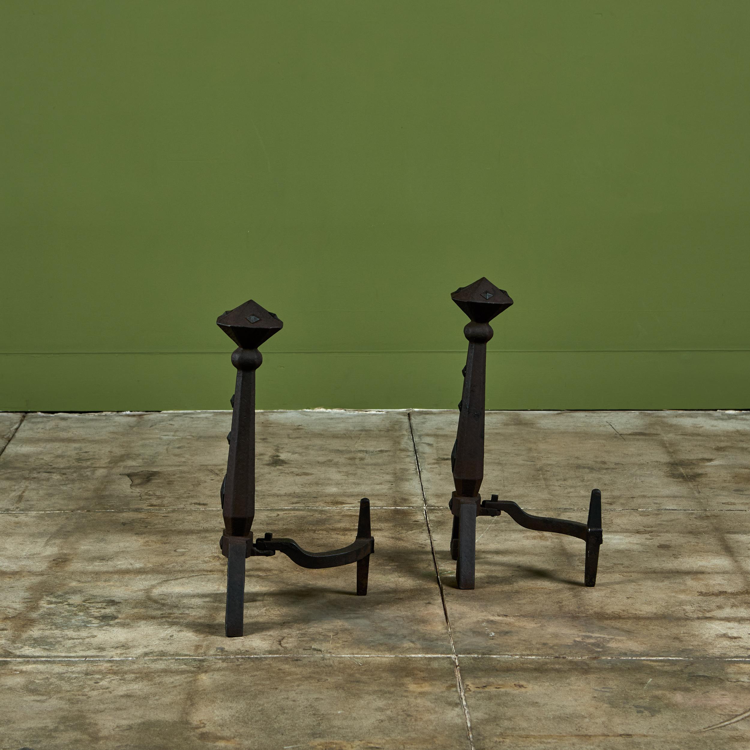 Arts and Crafts Andirons for Bradley and Hubbard For Sale 1