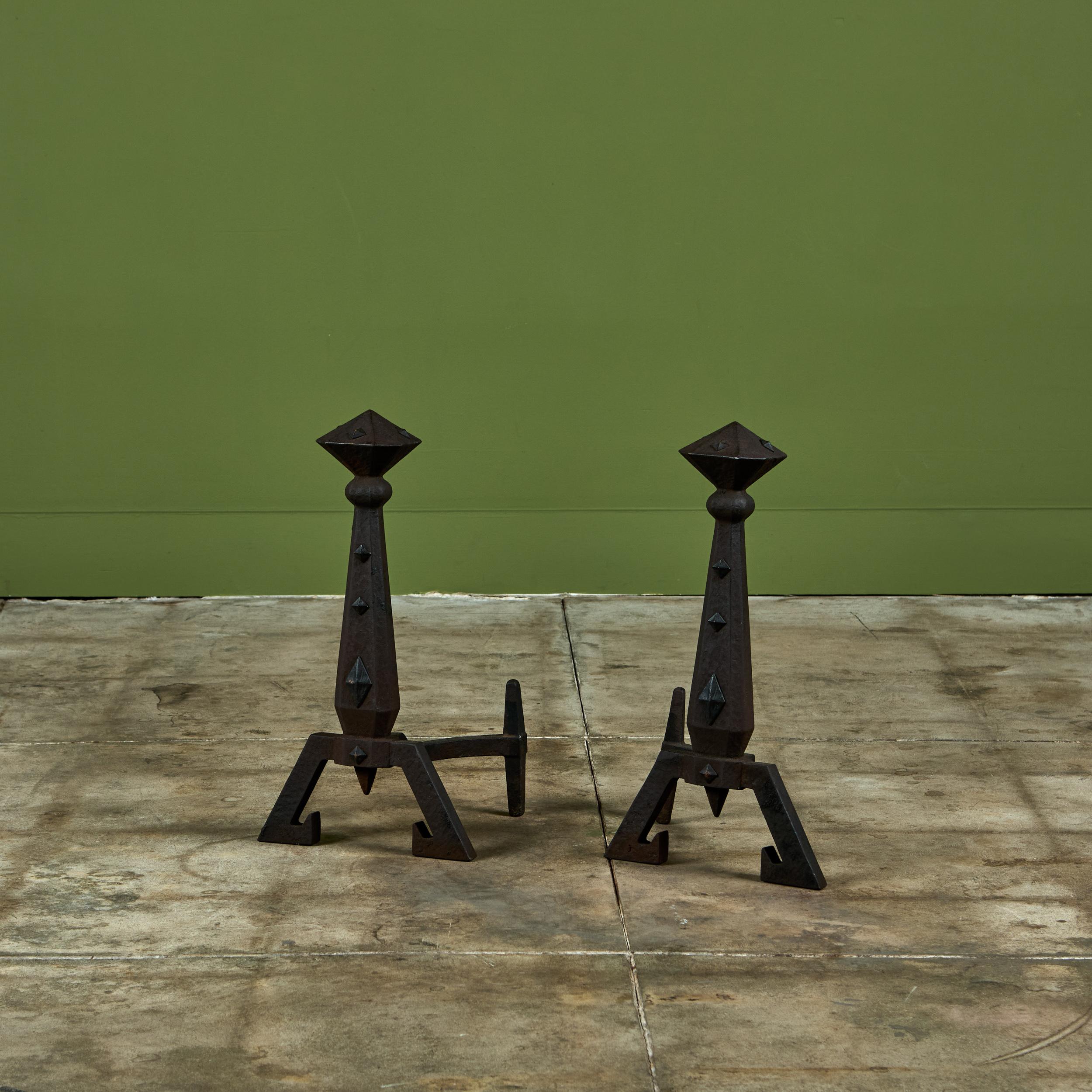 Arts and Crafts Andirons for Bradley and Hubbard For Sale 2