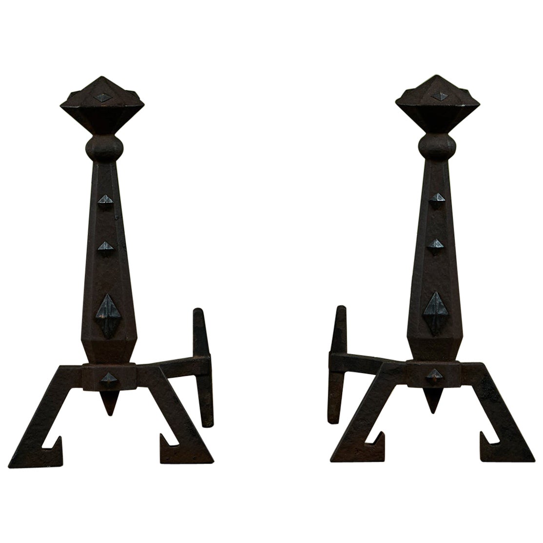 Arts and Crafts Andirons for Bradley and Hubbard For Sale