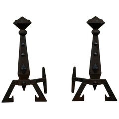 Arts and Crafts Andirons for Bradley and Hubbard