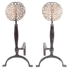 Arts and Crafts Andirons in the style of Ernest Gimson
