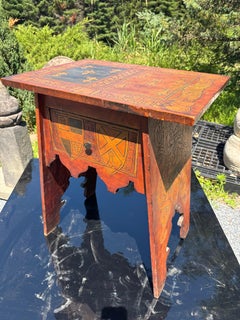 Arts And Crafts Antique Pyrography Old King Cole Signed Table, 1915