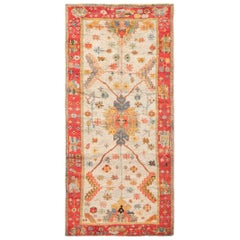 Arts and Crafts Antique Turkish Oushak Rug.5 ft 5 in x 11 ft