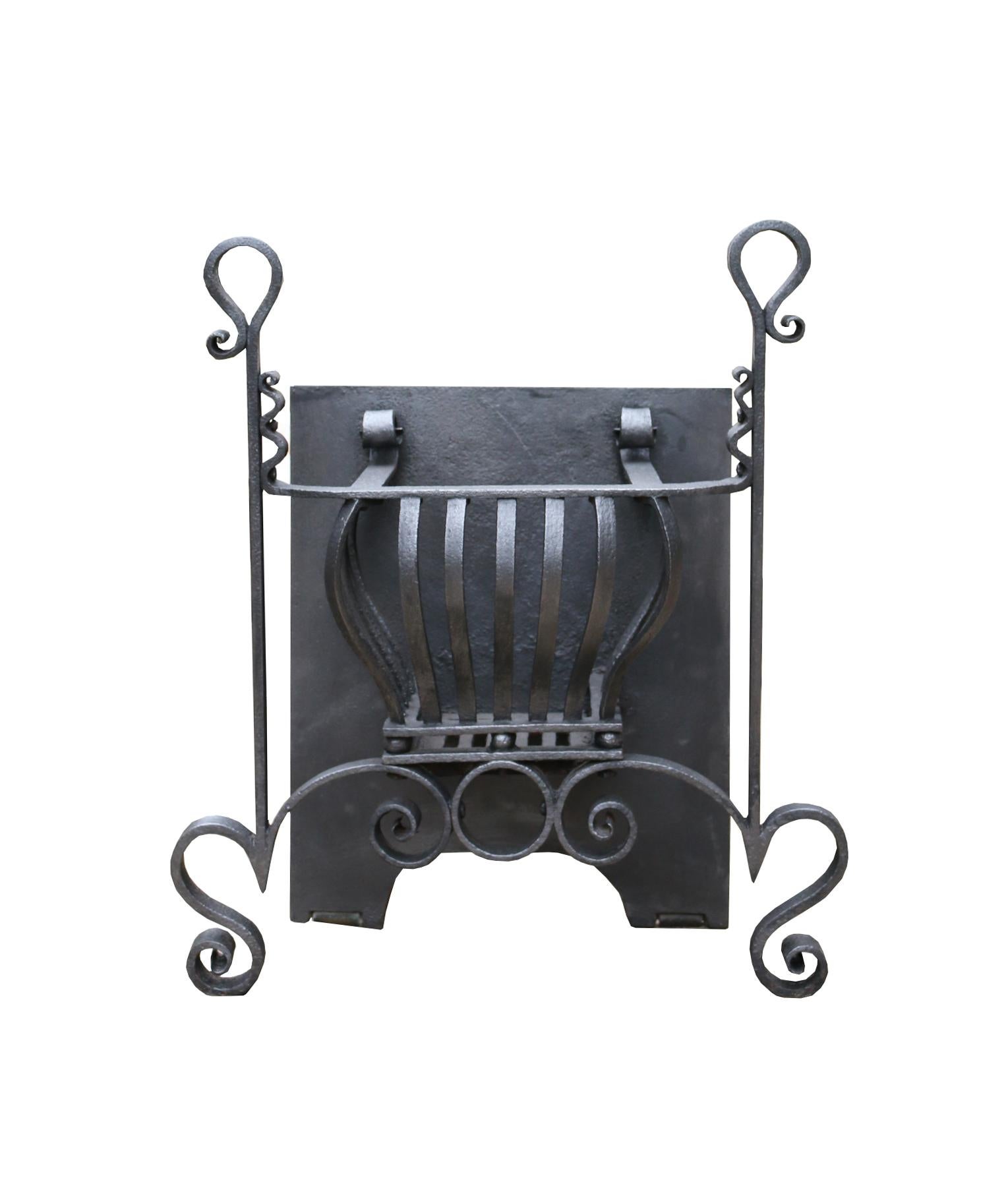 19th Century Arts and Crafts Antique Wrought Iron Grate