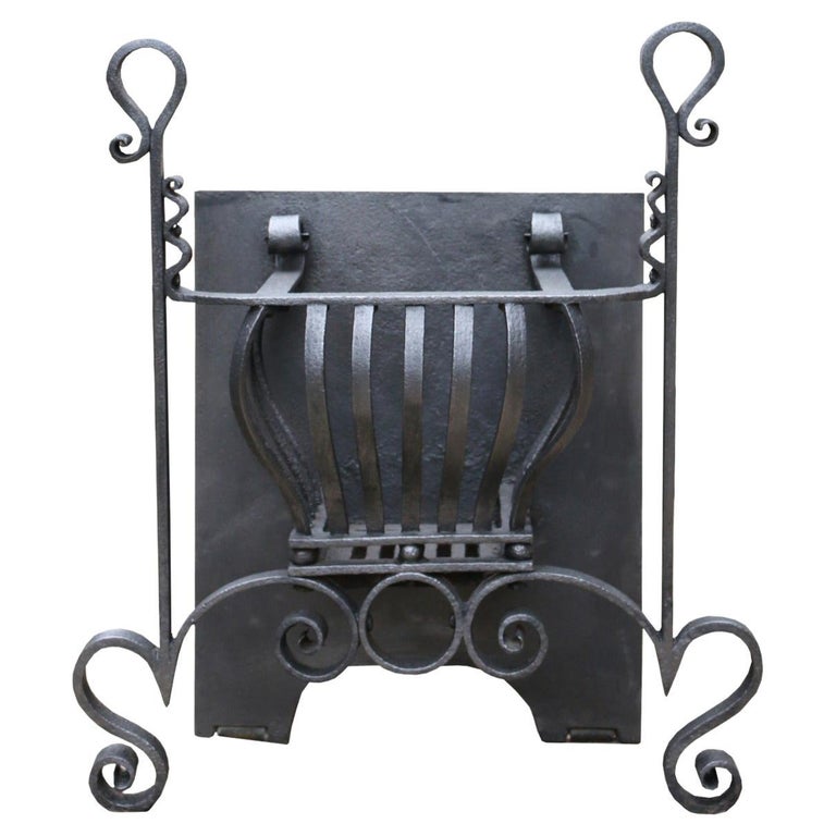 Arts and Crafts Antique Wrought Iron Grate For Sale at 1stDibs