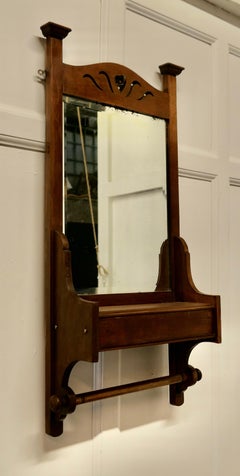 Arts and Crafts Bathroom Wall Mirror with Towel Rail