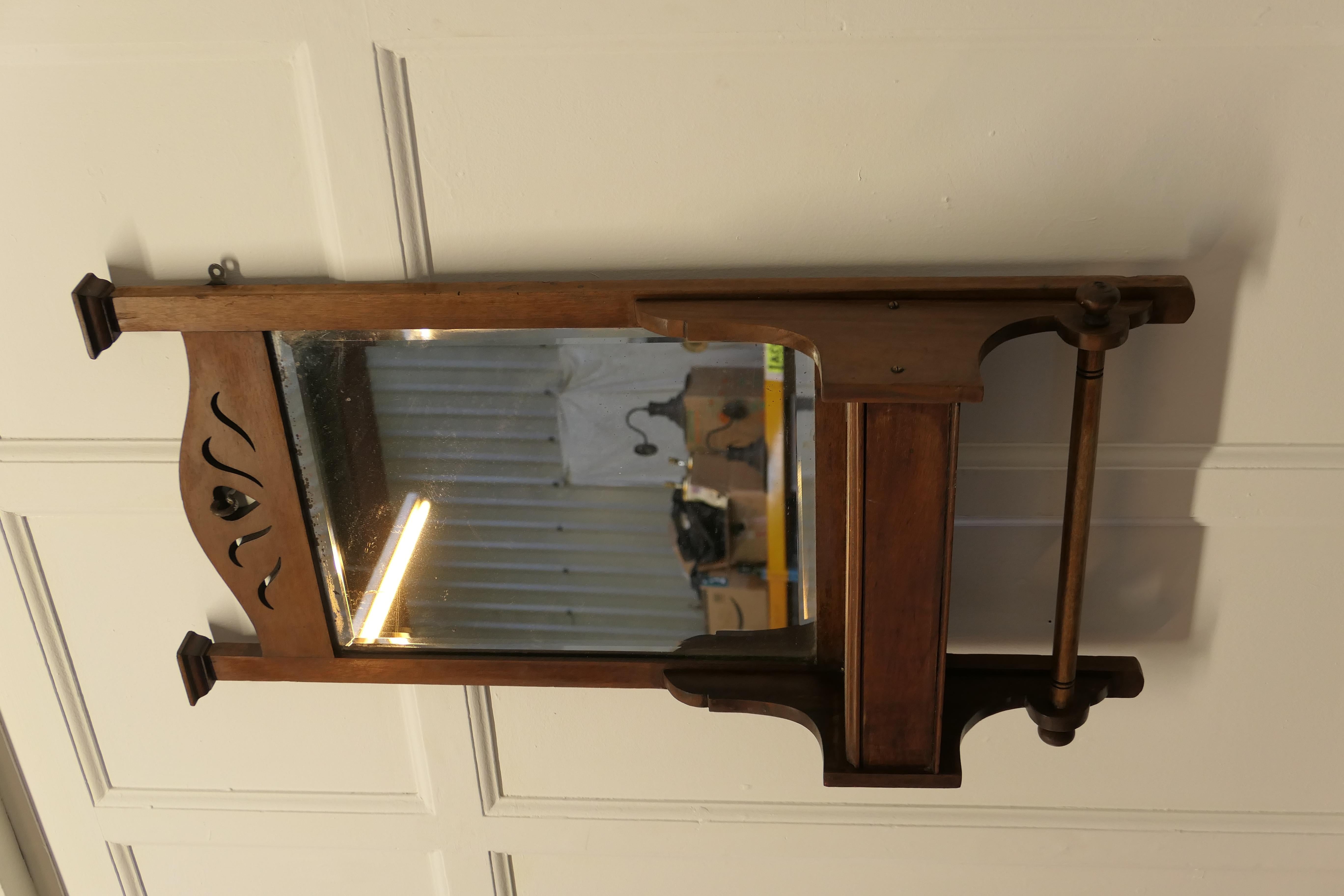 Arts and Crafts Bathroom Wall Mirror with Towel Rail In Good Condition For Sale In Chillerton, Isle of Wight