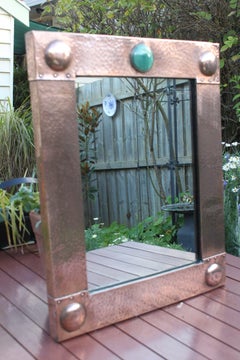 Arts & Crafts Beaten Copper Framed Mirror