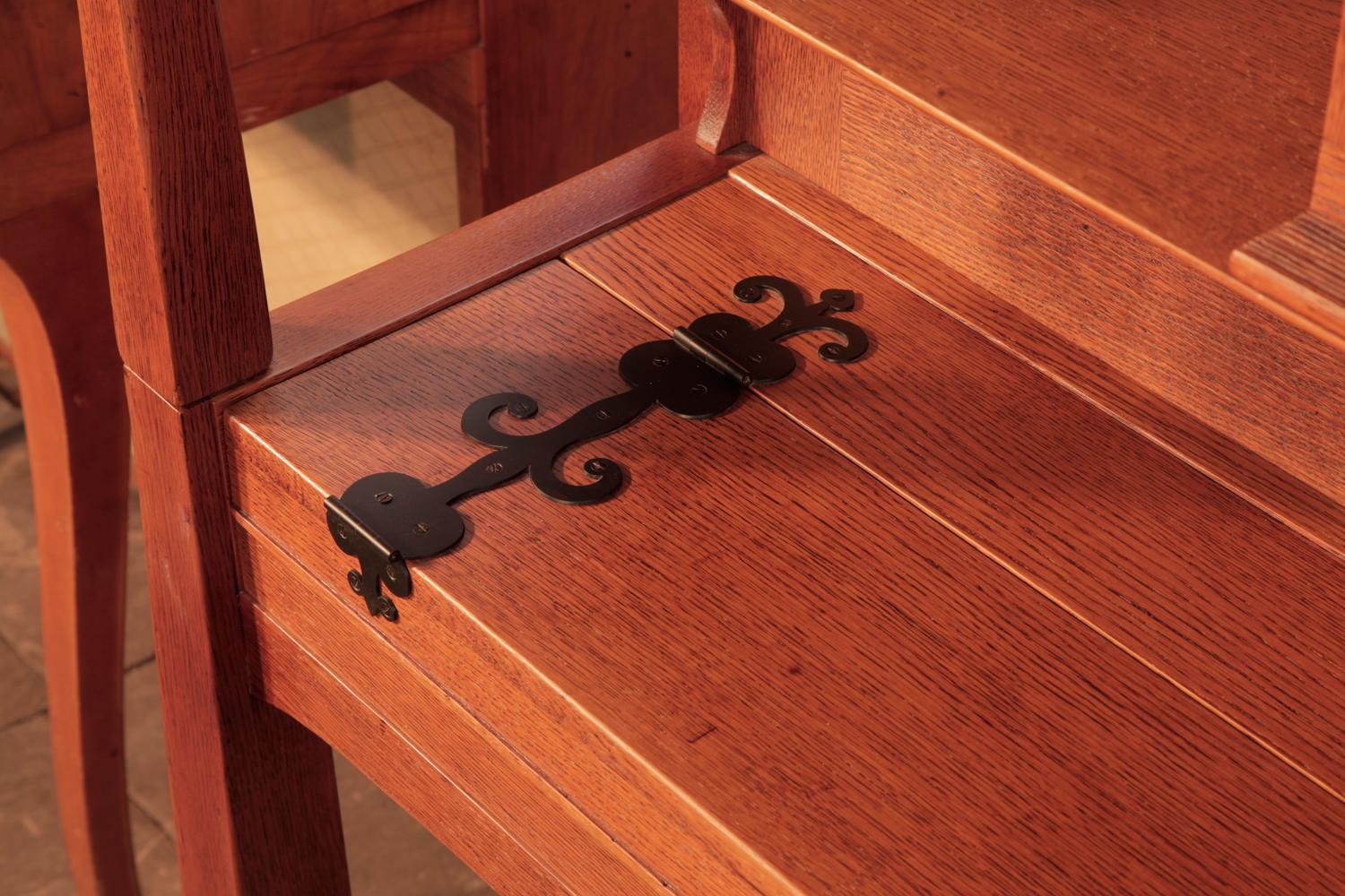 Iron Arts and Crafts, Bechstein model 9 Upright Piano in Oak by Walter Cave For Sale