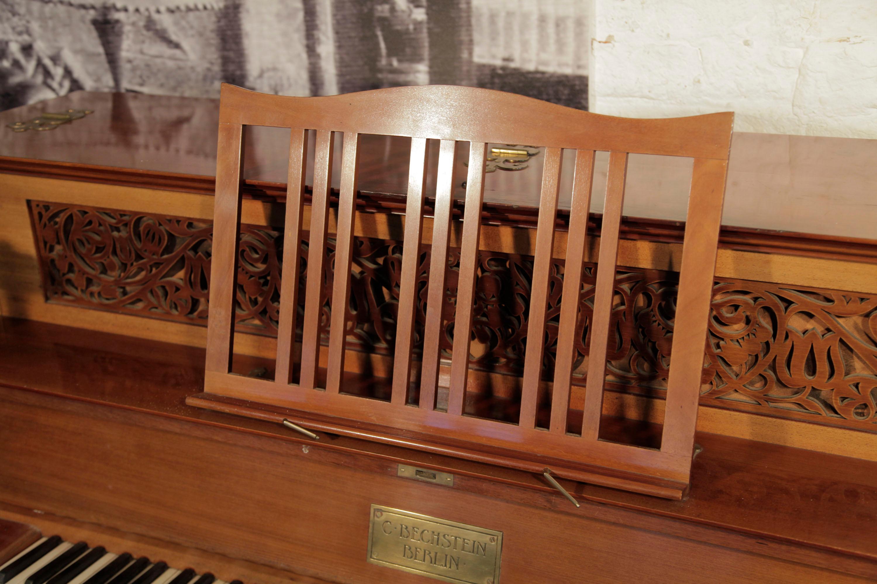 Brass Arts and Crafts Bechstein Upright Piano Walnut Case Design by Walter Cave