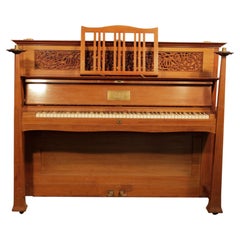Used Arts and Crafts Bechstein Upright Piano Walnut Case Design by Walter Cave