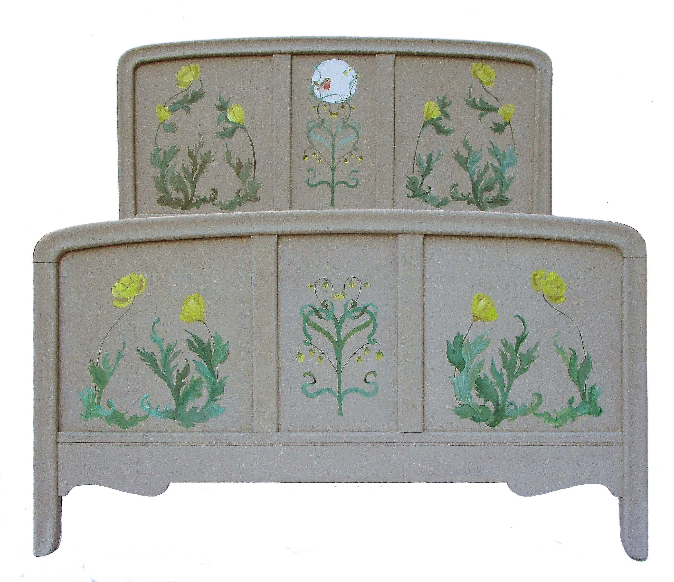 Arts & Crafts Bed One of a Kind Artist Hand Painted 