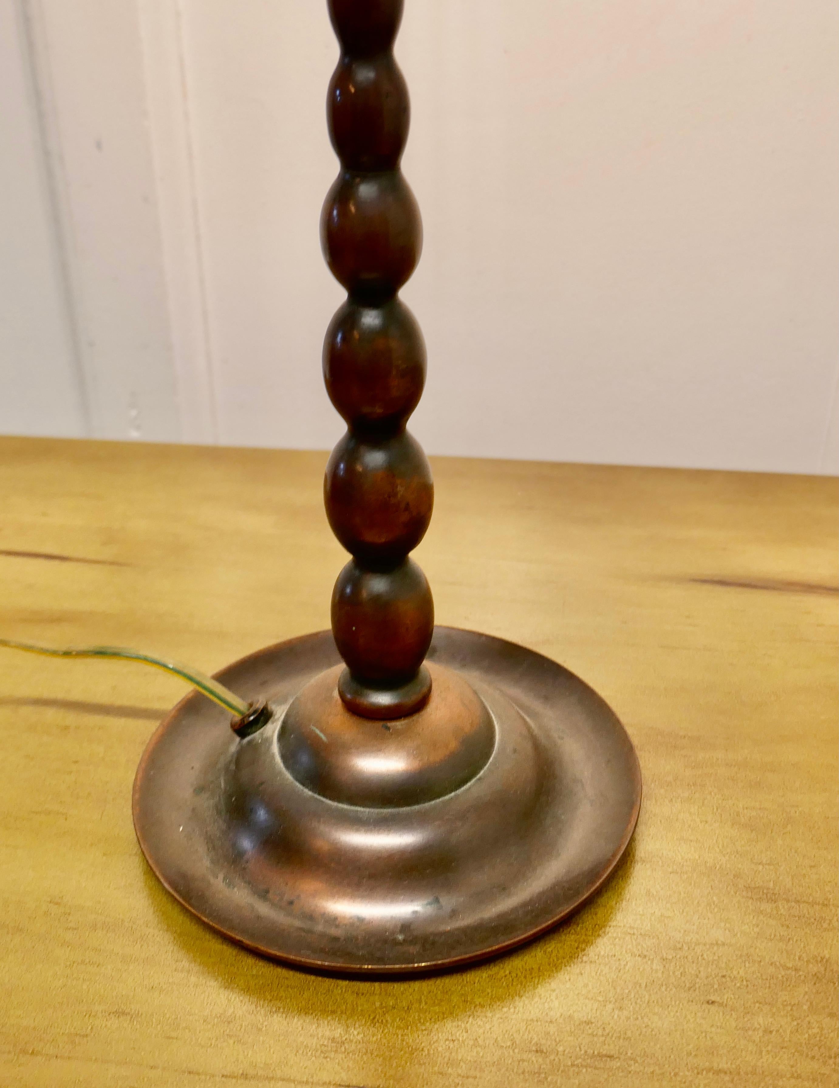 Arts and Crafts Bobbin Twist Column Copper Table Lamp  In Good Condition In Chillerton, Isle of Wight