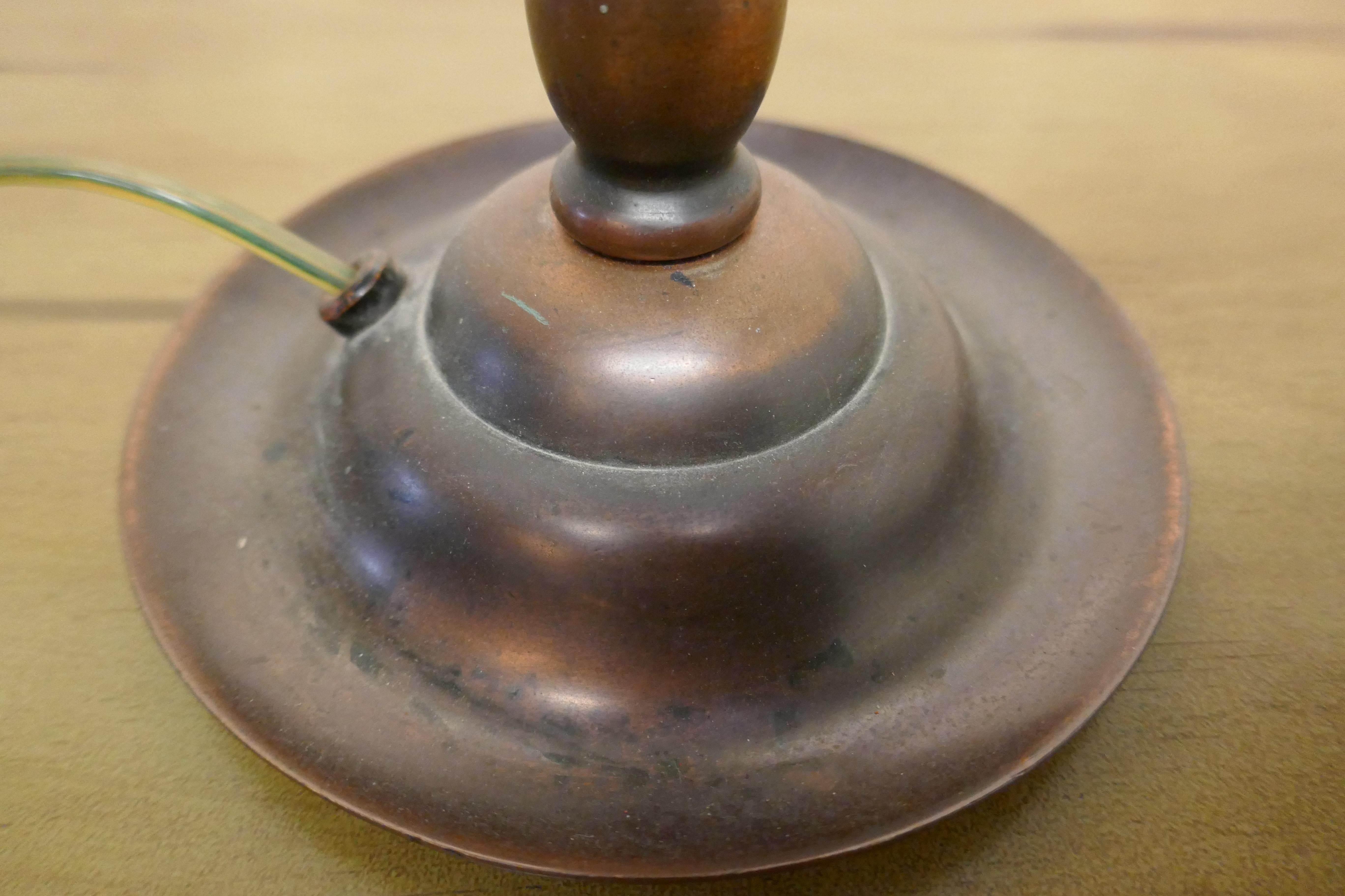 Arts and Crafts Bobbin Twist Column Copper Table Lamp  1