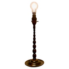 Arts and Crafts Bobbin Twist Column Copper Table Lamp 