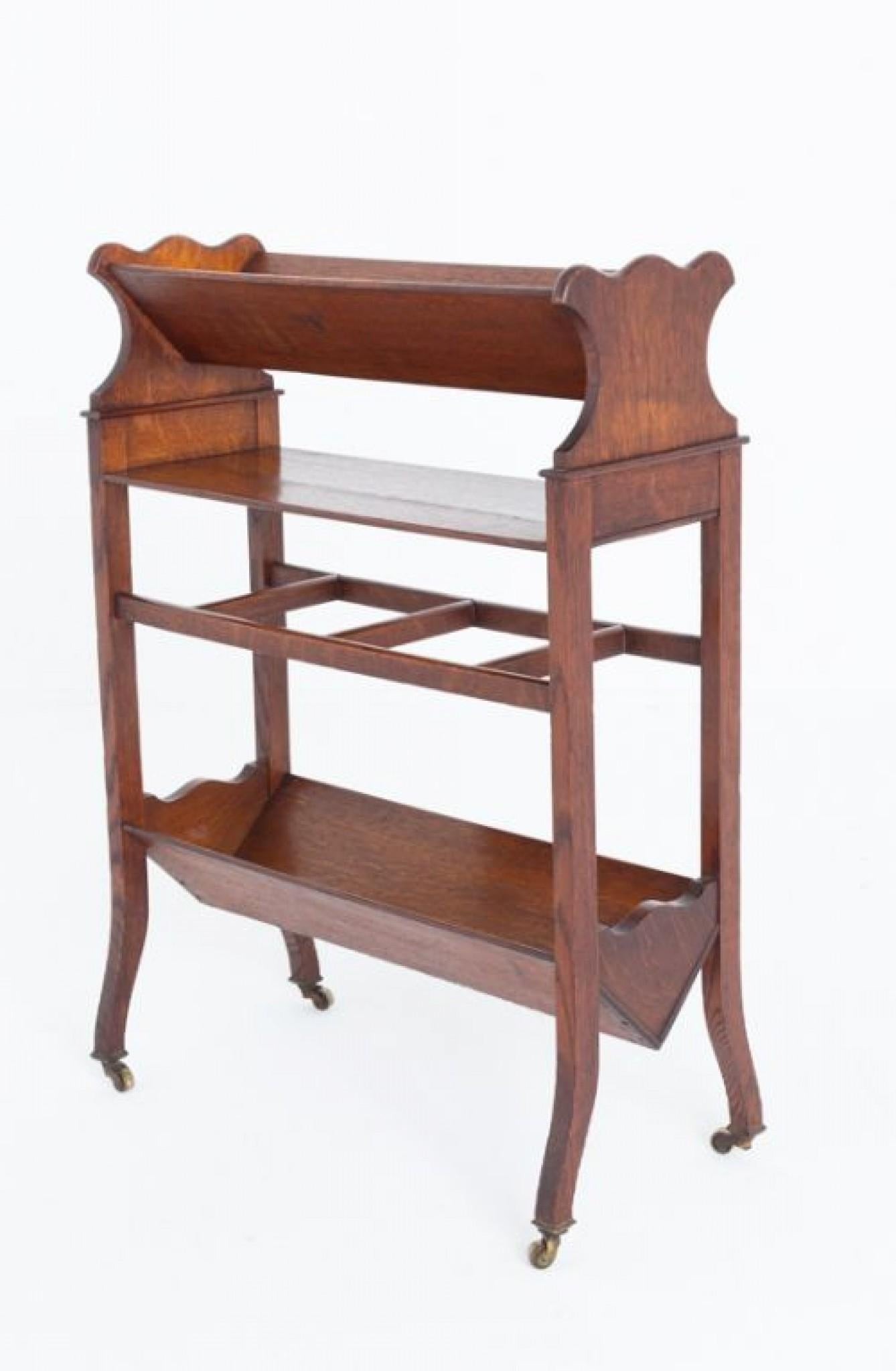 Arts and Crafts Book Stand Oak Rack Shelf 1880 In Good Condition In Potters Bar, GB
