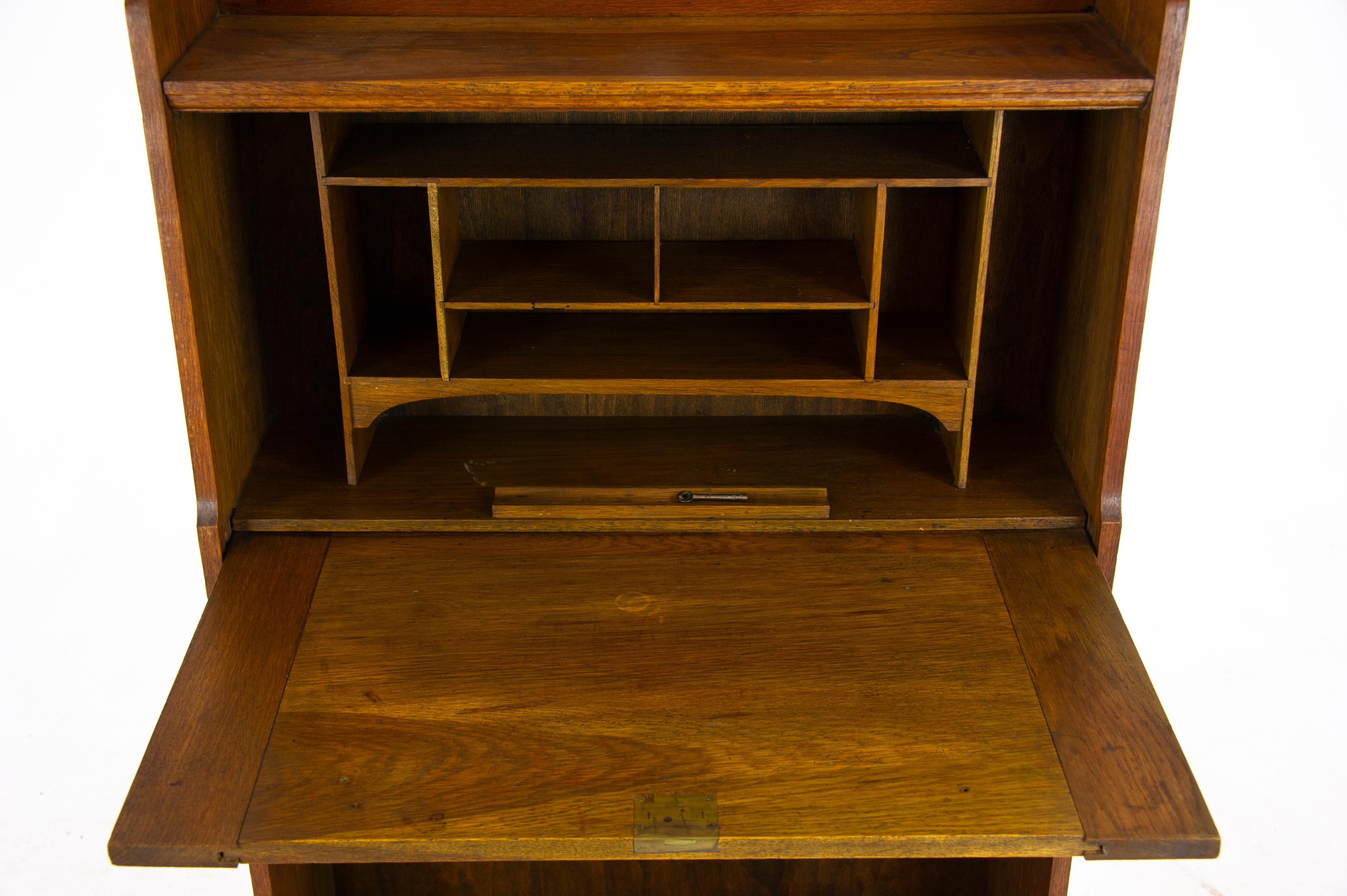 Scottish Arts & Crafts Bookcase, Oak Bookcase, Glasgow, Scotland 1910, Antiques