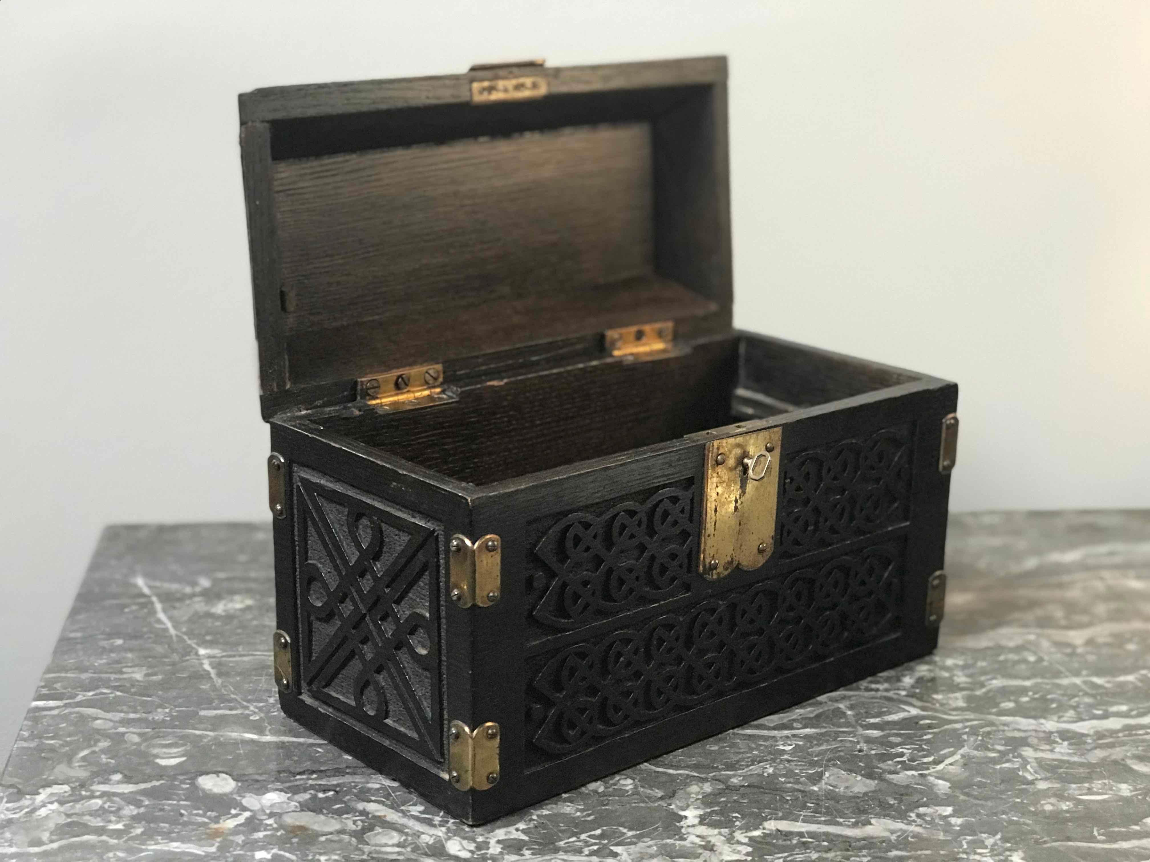 English Arts and Crafts Box with Brass Hinges and Lock from England Circa 1880