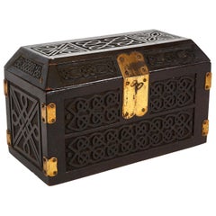 Arts and Crafts Box with Brass Hinges and Lock from England, circa 1880