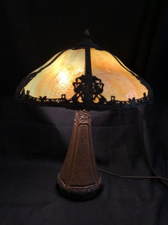 Arts & Crafts Bradley & Hubbard Green Slag Glass Table Lamp