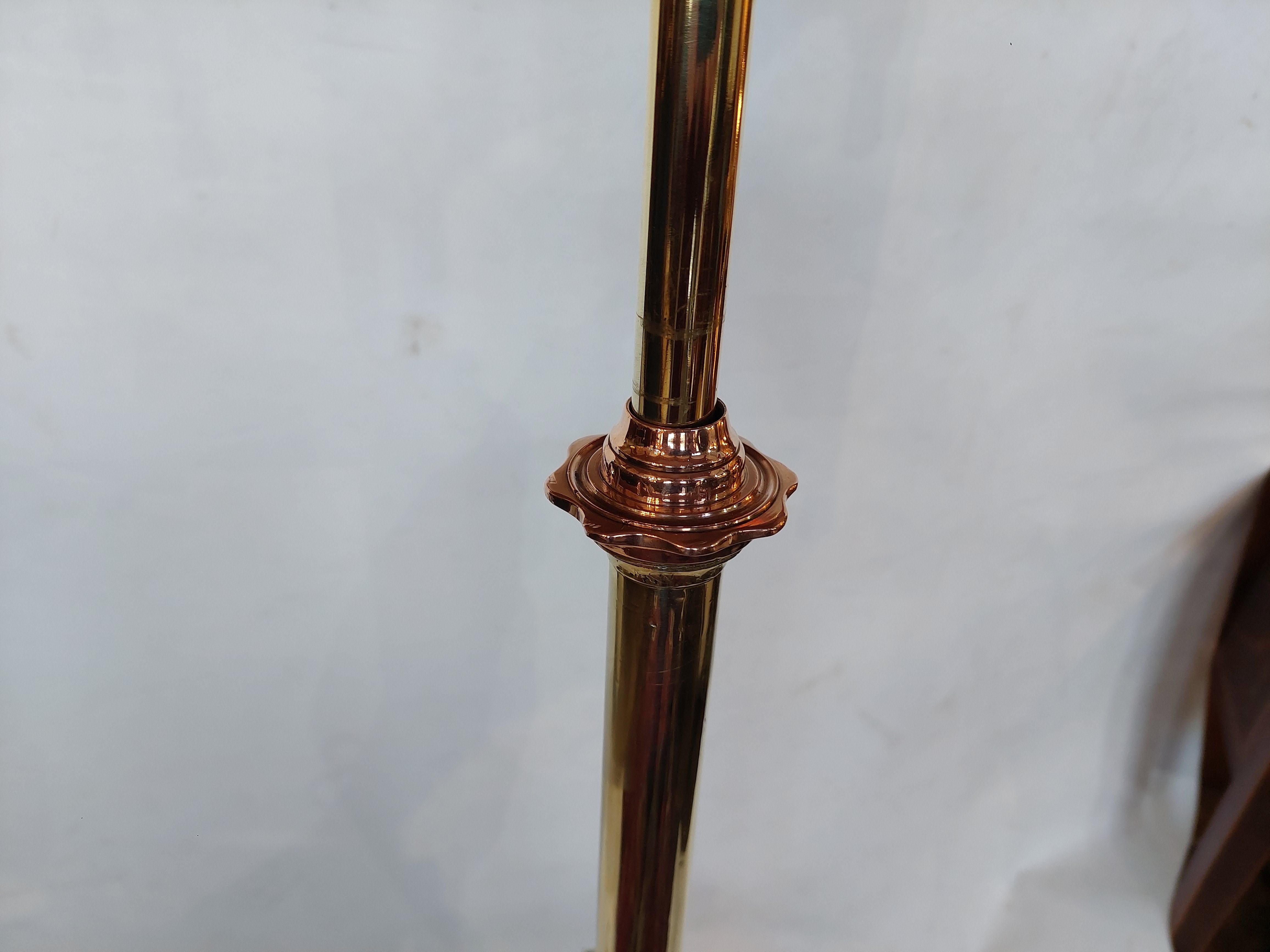 Arts and Crafts Brass and Copper Adjustable Standard Lamp 7