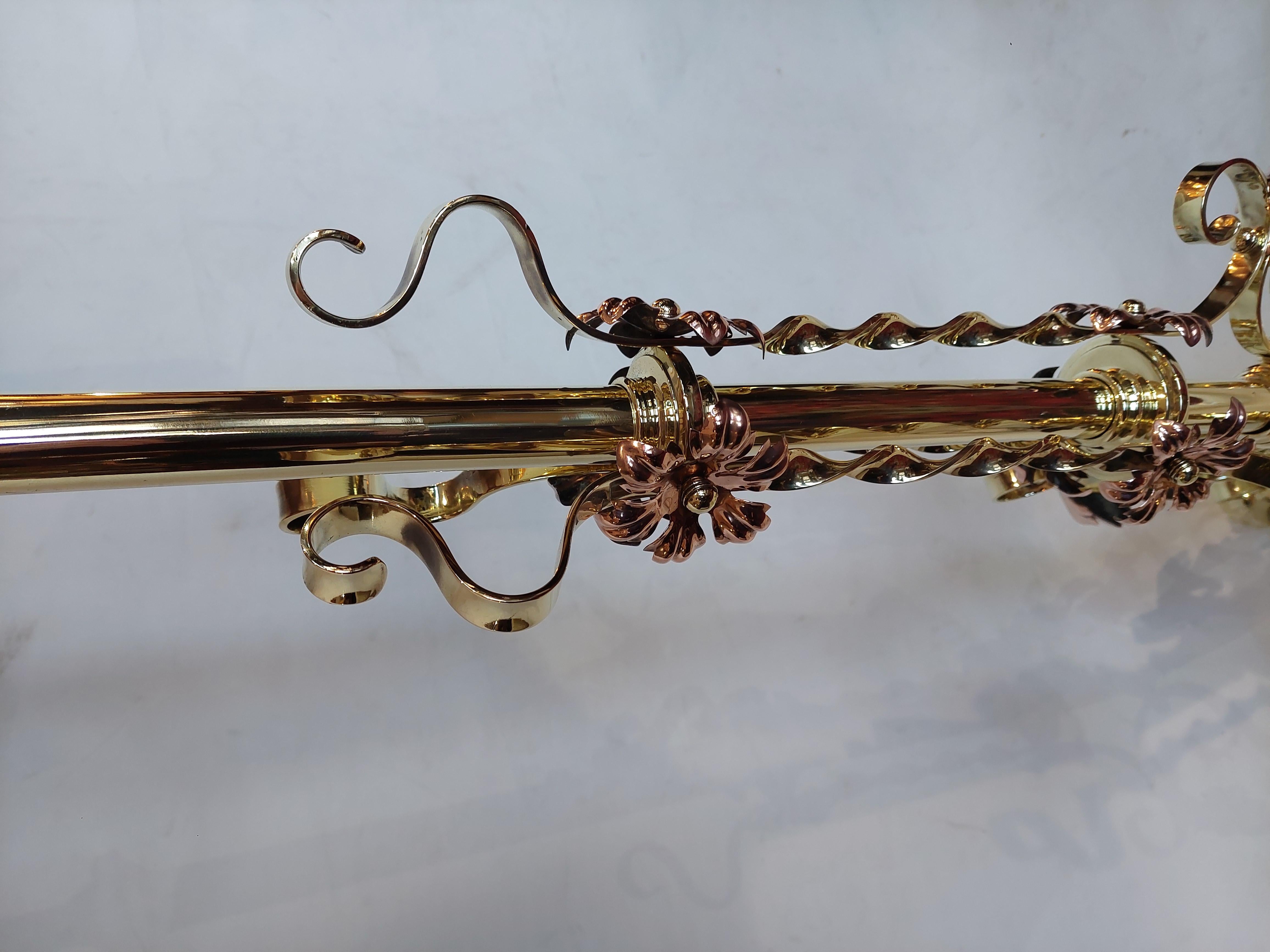 English Arts and Crafts Brass and Copper Adjustable Standard Lamp