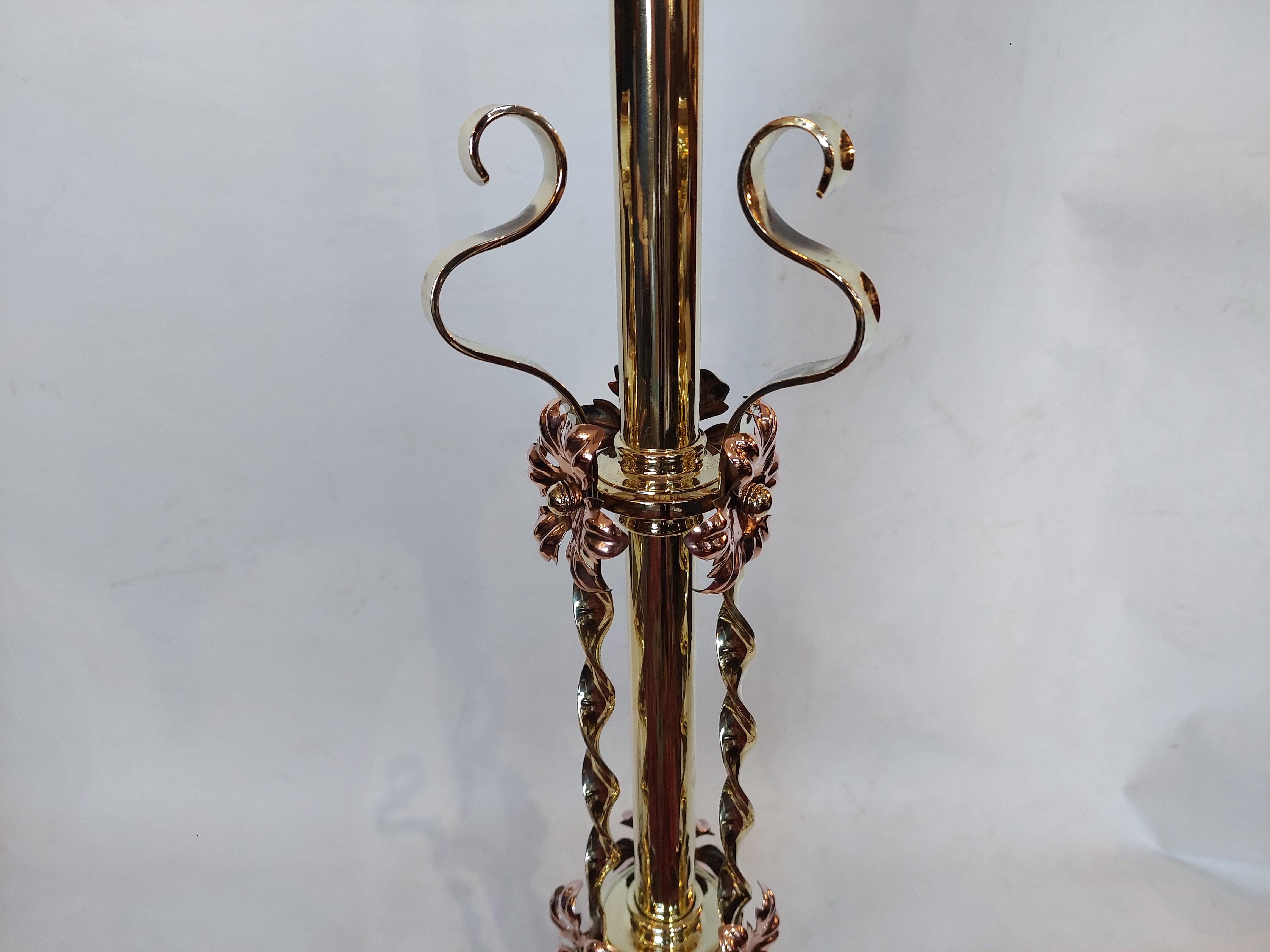 Arts and Crafts Brass and Copper Adjustable Standard Lamp 1