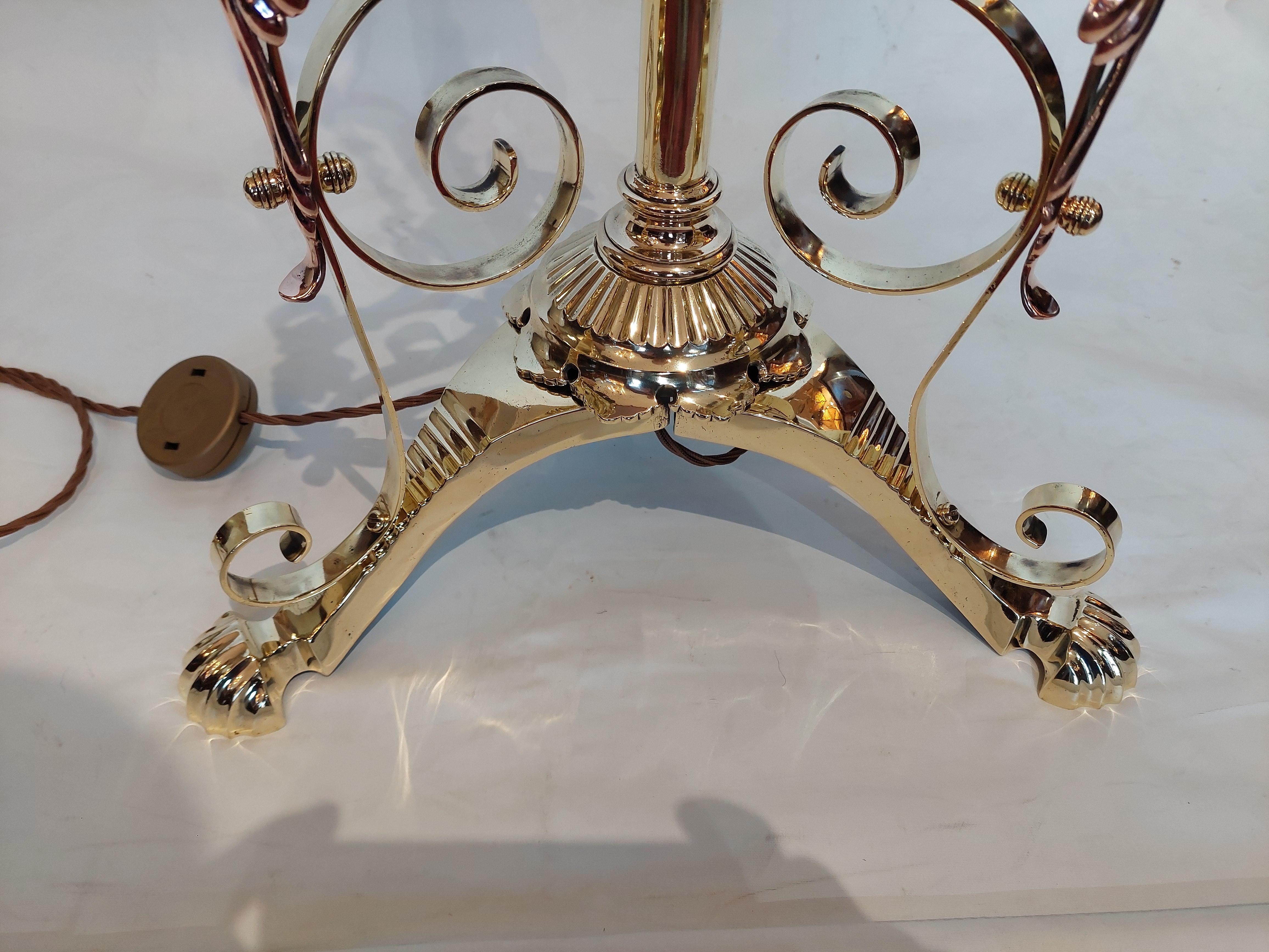 Arts and Crafts Brass and Copper Adjustable Standard Lamp 3