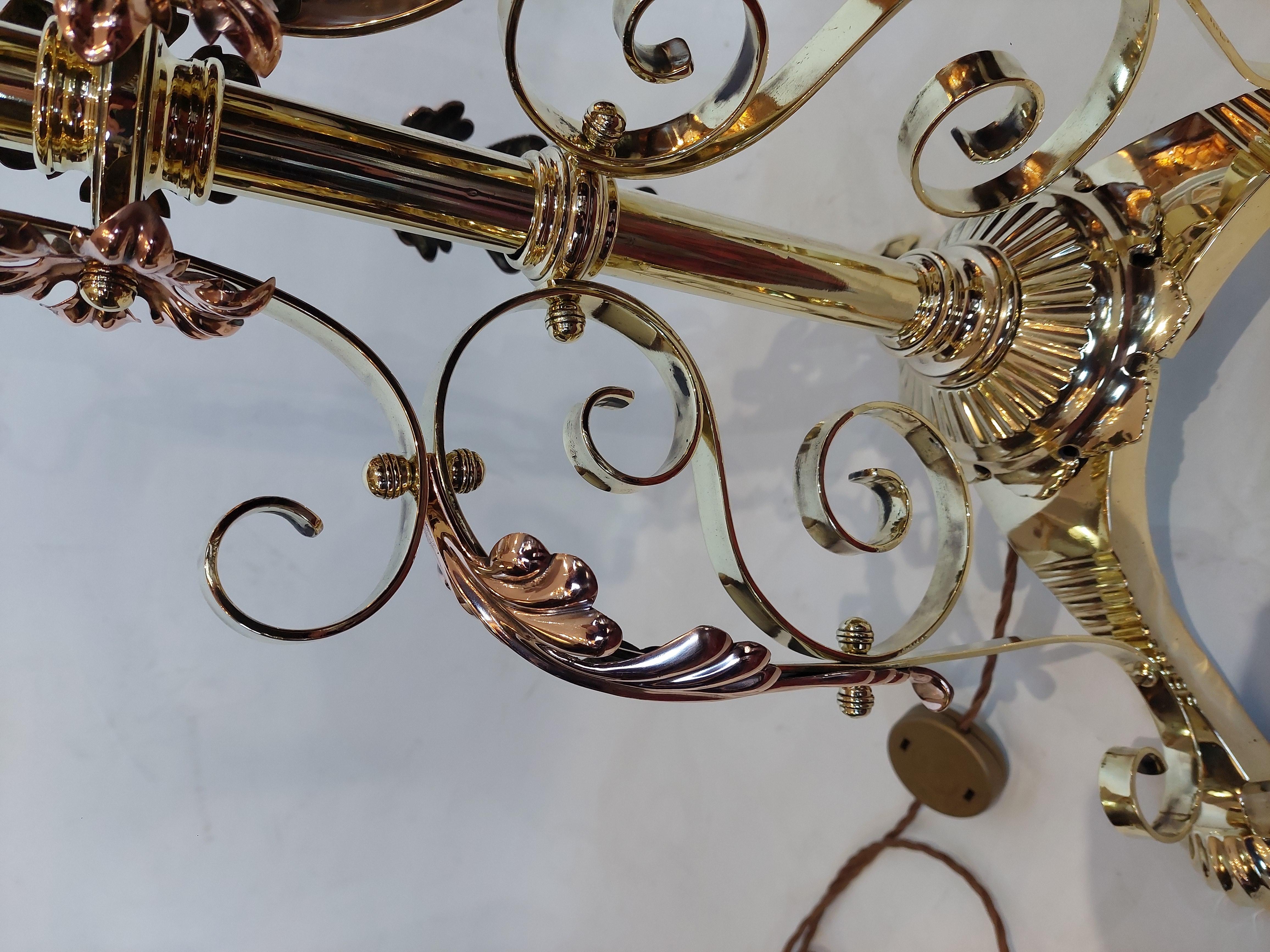 Arts and Crafts Brass and Copper Adjustable Standard Lamp 4