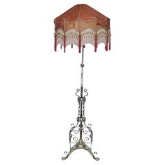 Antique Arts and Crafts Brass and Copper Adjustable Standard Lamp