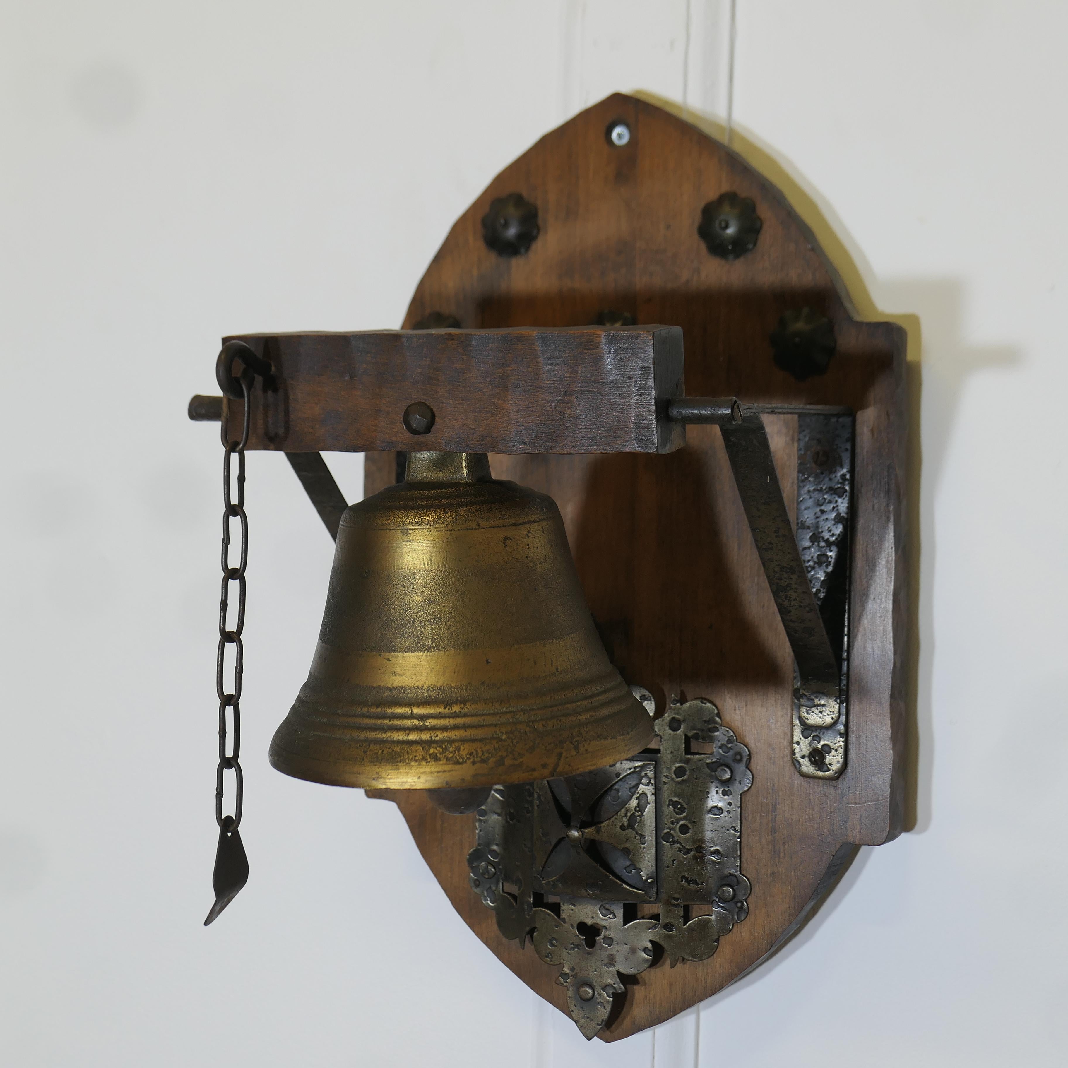 Arts and Crafts Brass and Iron Monastery Dinner Bell 2