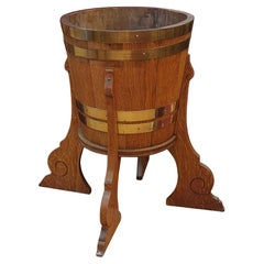 Arts and Crafts Brass Bound Oak Planter