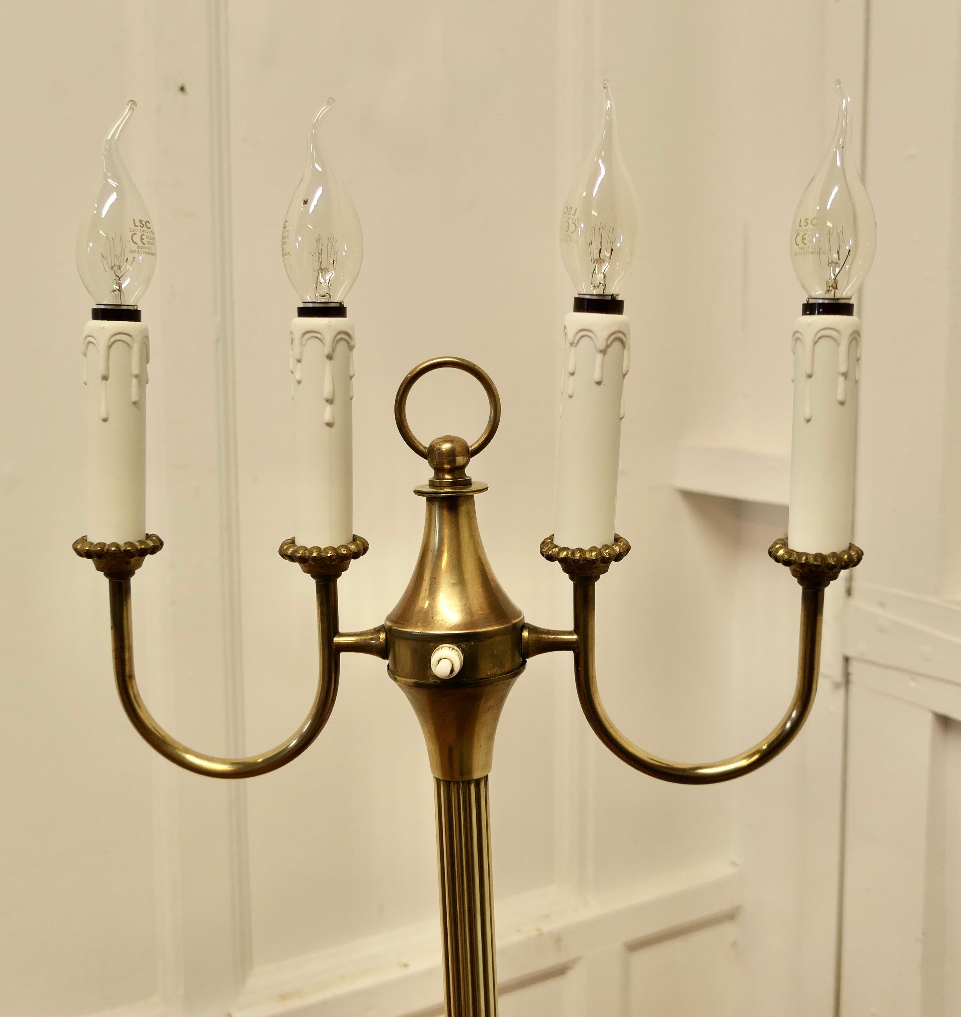 Arts and Crafts Brass Candelabra Floor Lamp, Standard Lamp 2