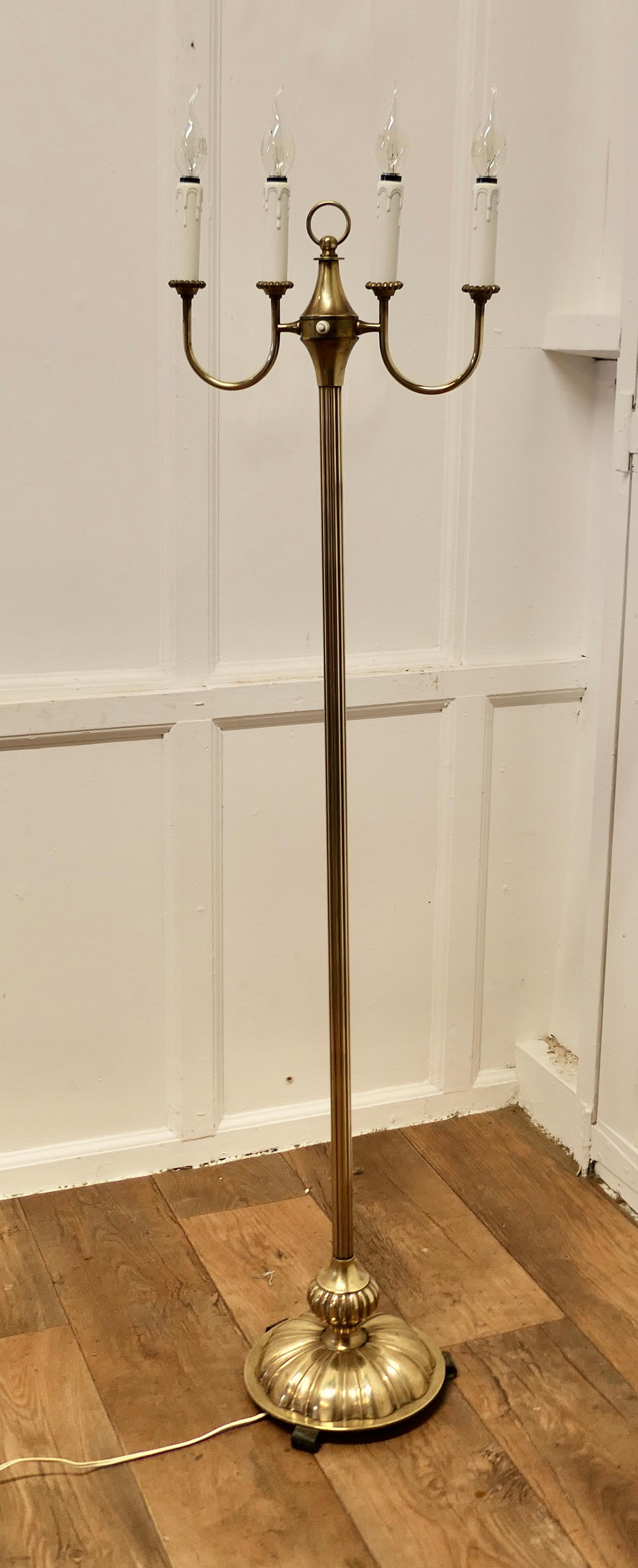 Arts and Crafts Brass Candelabra Floor Lamp, Standard Lamp 3