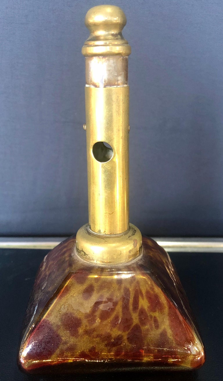 Arts and Crafts Brass Cigar Cutter with Glass Lid at 1stDibs