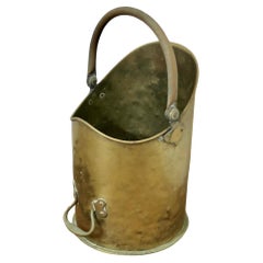 Used Arts and Crafts Brass Coal Bucket, Scuttle    