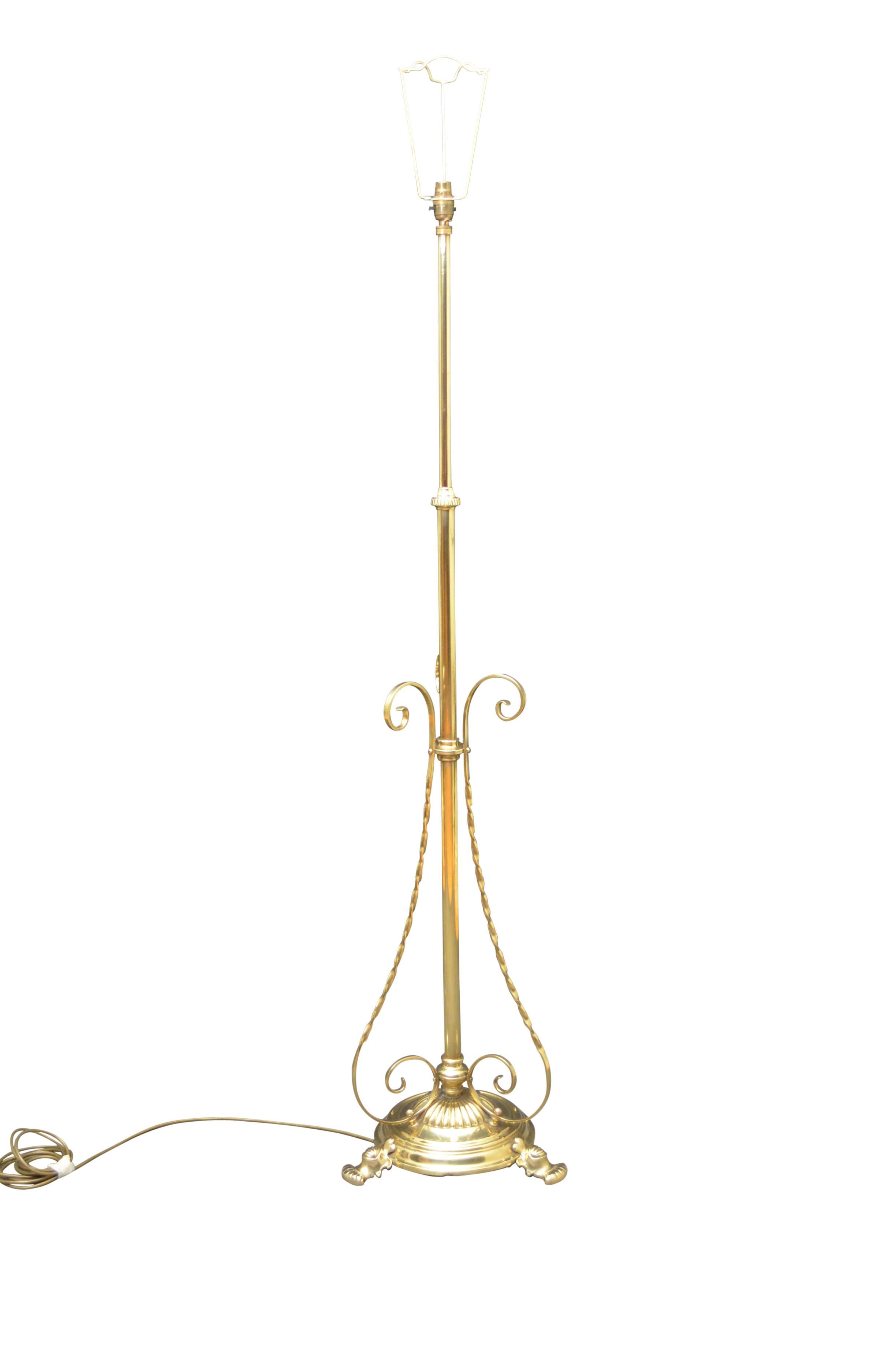 Arts & Crafts Brass Floor Lamp For Sale 3