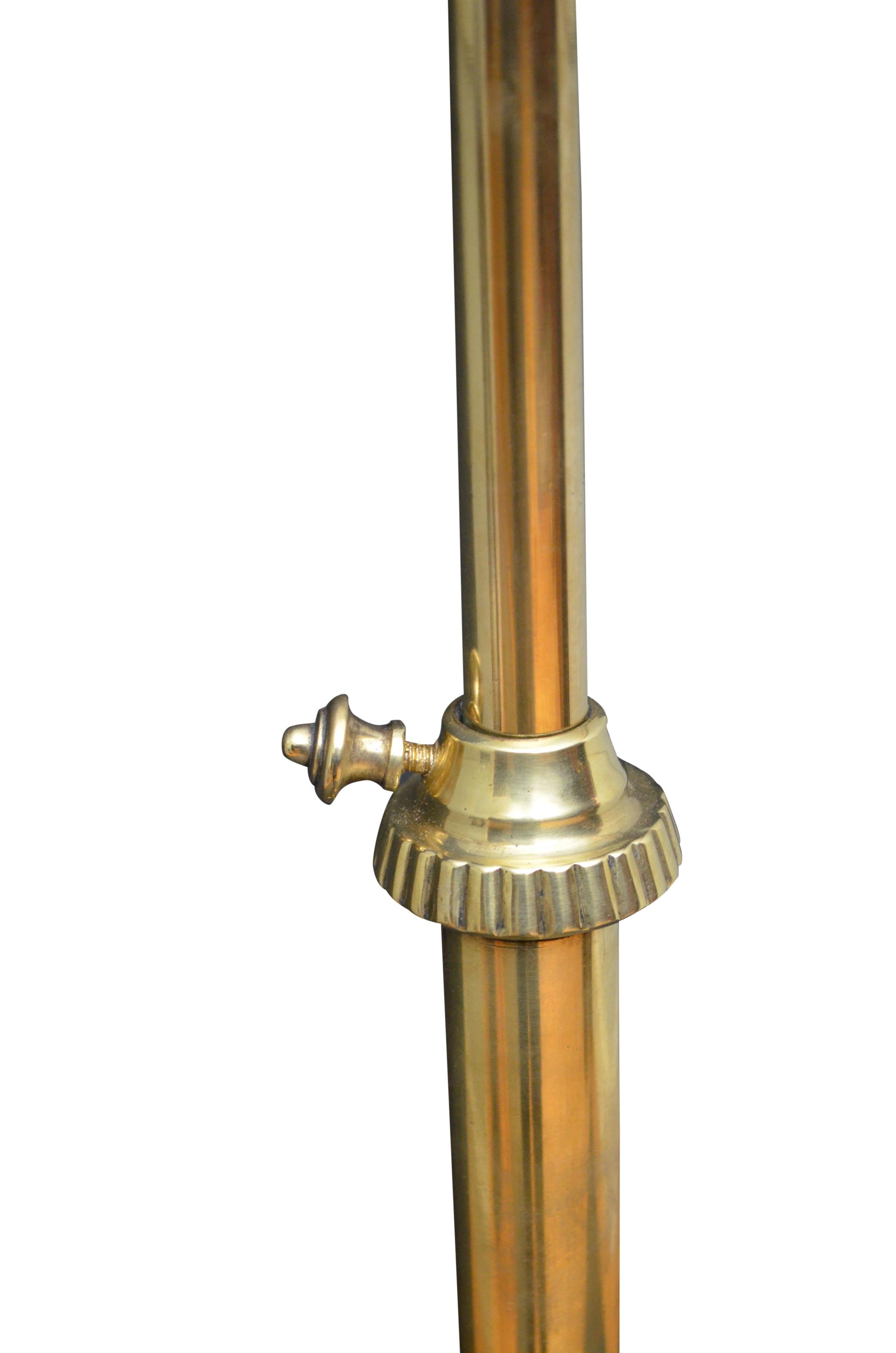 English Arts & Crafts Brass Floor Lamp For Sale