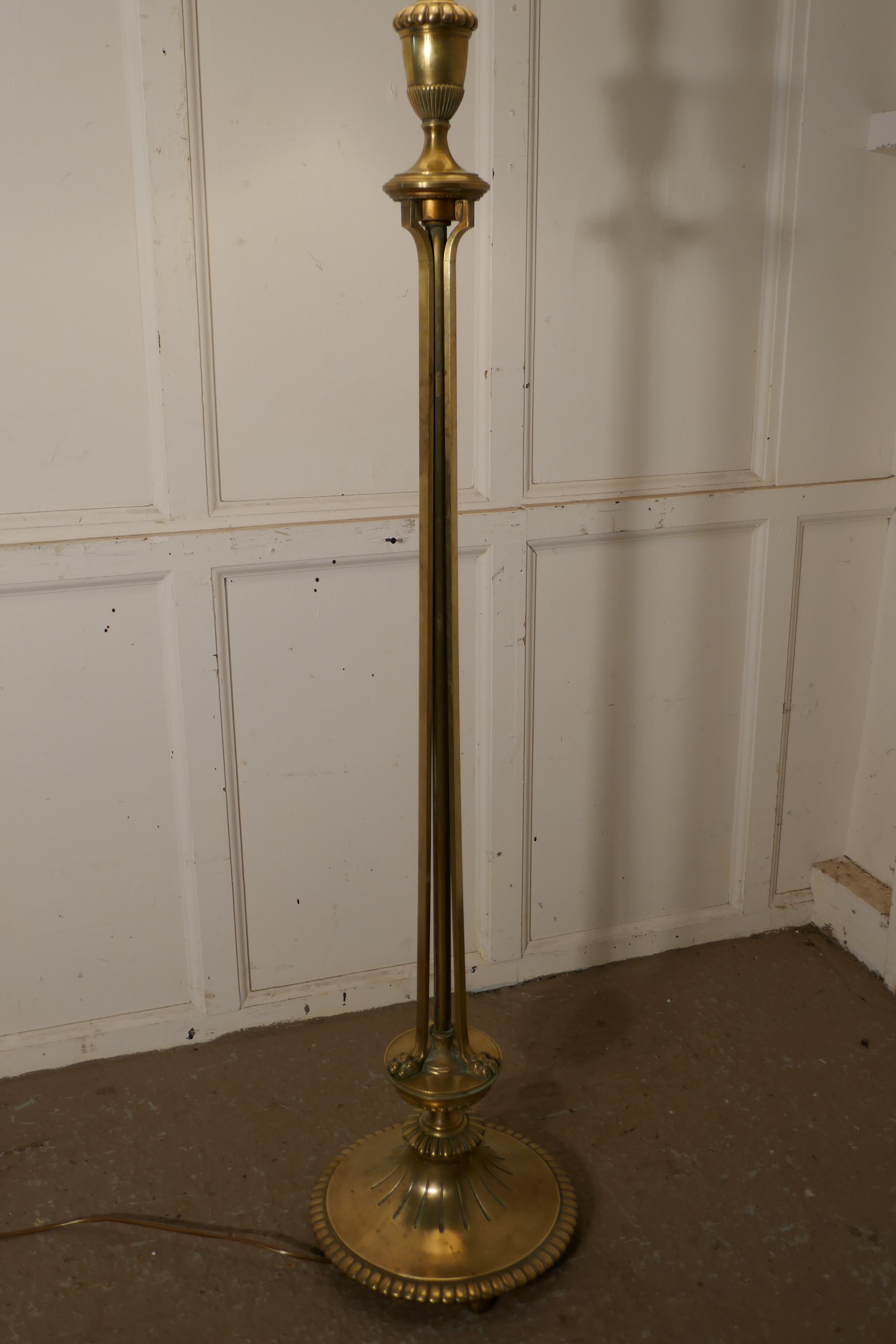 Arts and Crafts Arts & Crafts Brass Floor Lamp, Regency Style Standard Lamp