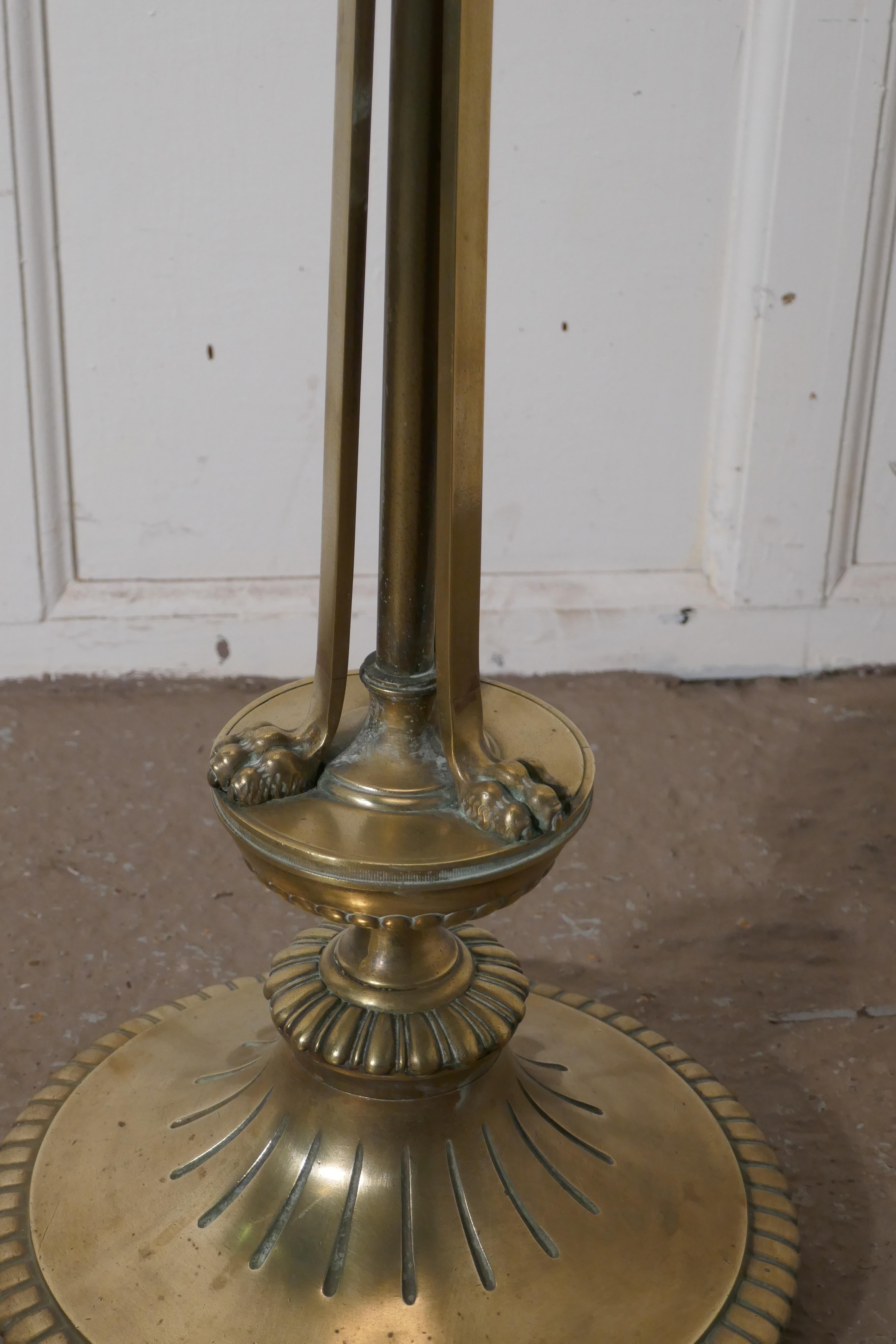 Arts & Crafts Brass Floor Lamp, Regency Style Standard Lamp In Good Condition In Chillerton, Isle of Wight