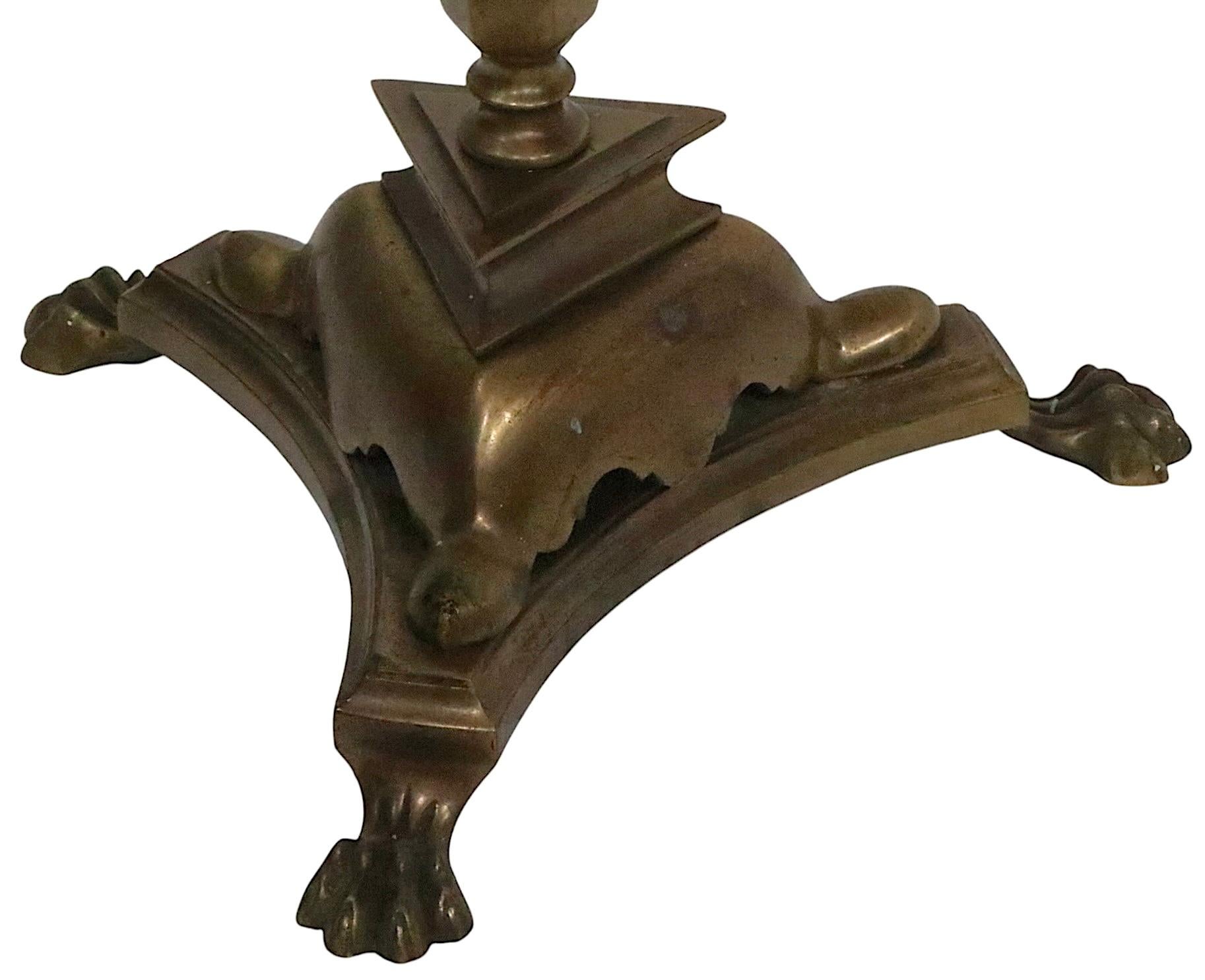 Arts and Crafts Brass Floor Lamp with Original Hide Shade by Hubley c 1920/30's For Sale 9